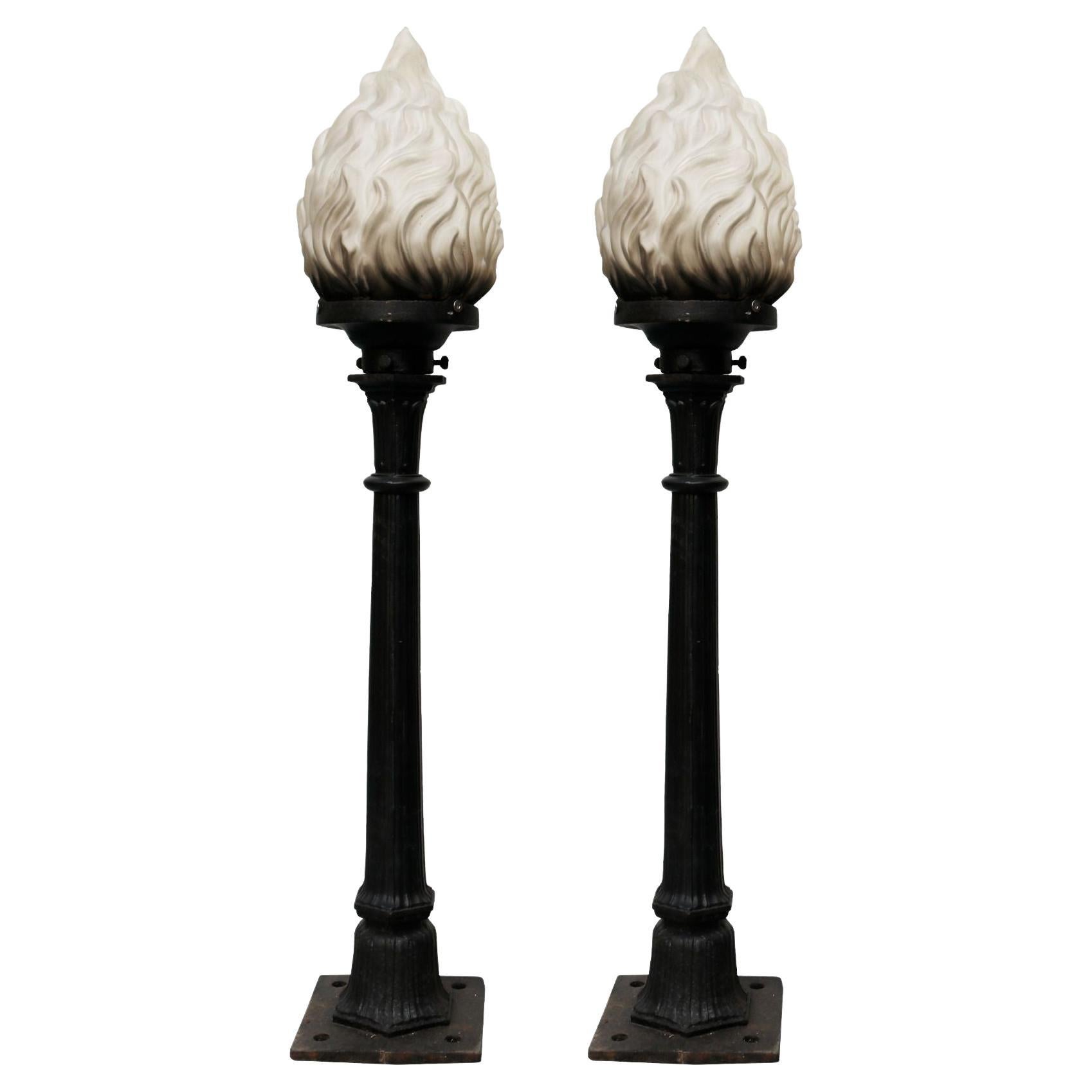Pair of Antique Cast Iron Outside Lights For Sale at 1stDibs