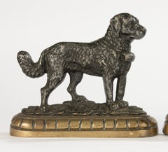 Pair of Antique Cast Iron Saint Bernard Door Stops