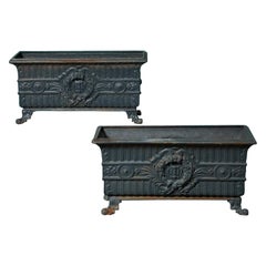 Pair of Antique Cast Iron Trough Planters