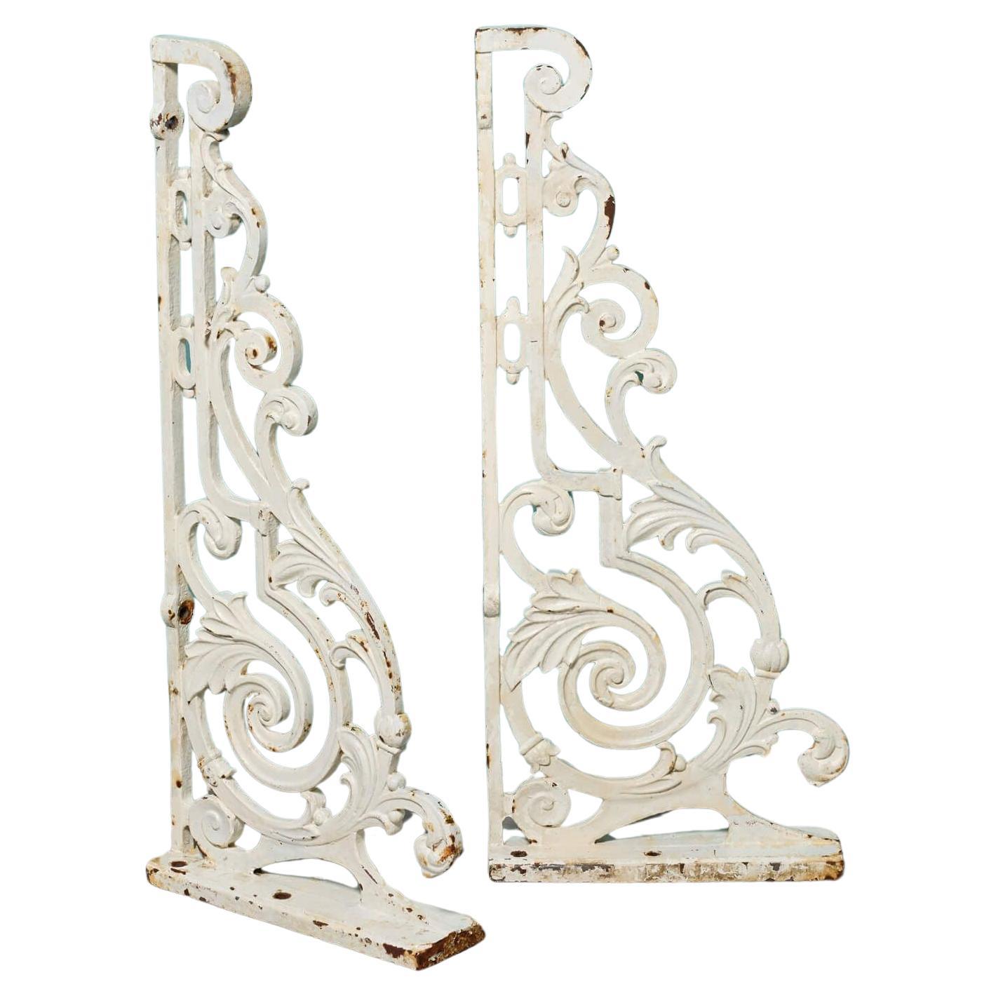 Pair of Antique Cast Iron Wall Brackets  For Sale