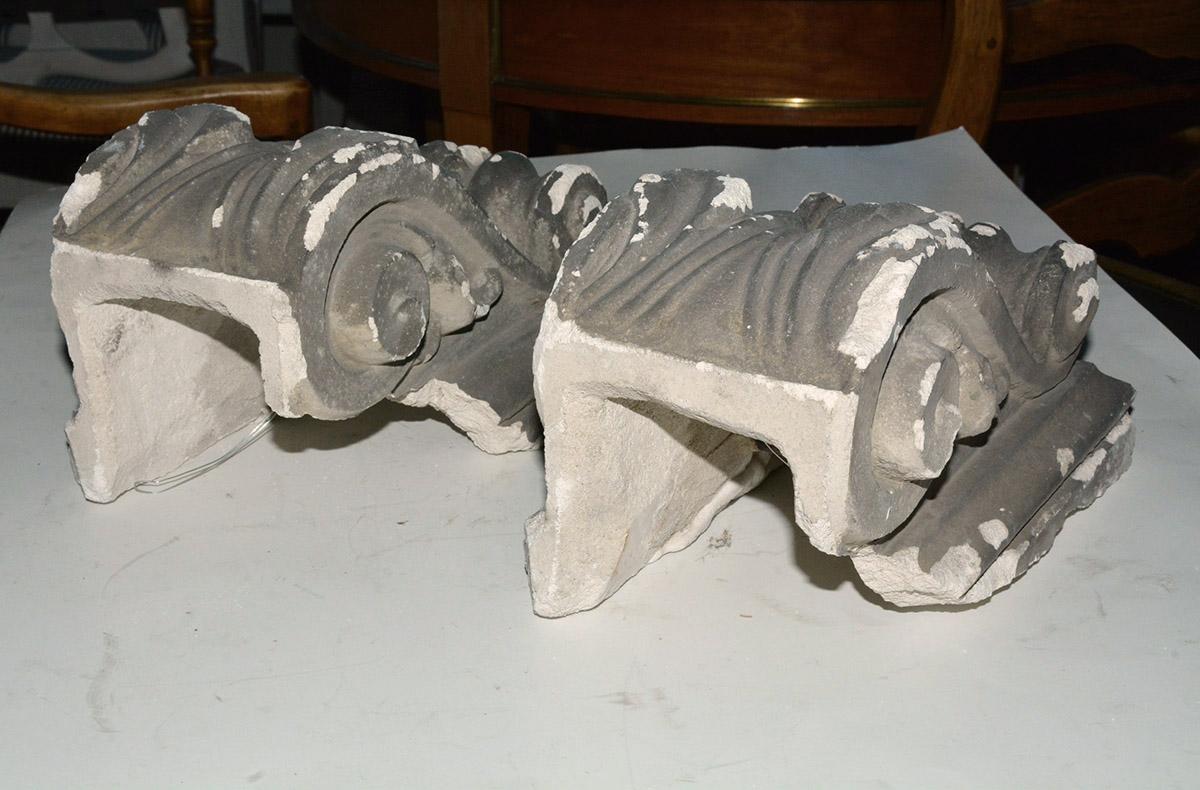 Classical Roman Pair of Antique Cast Plaster Corbels For Sale