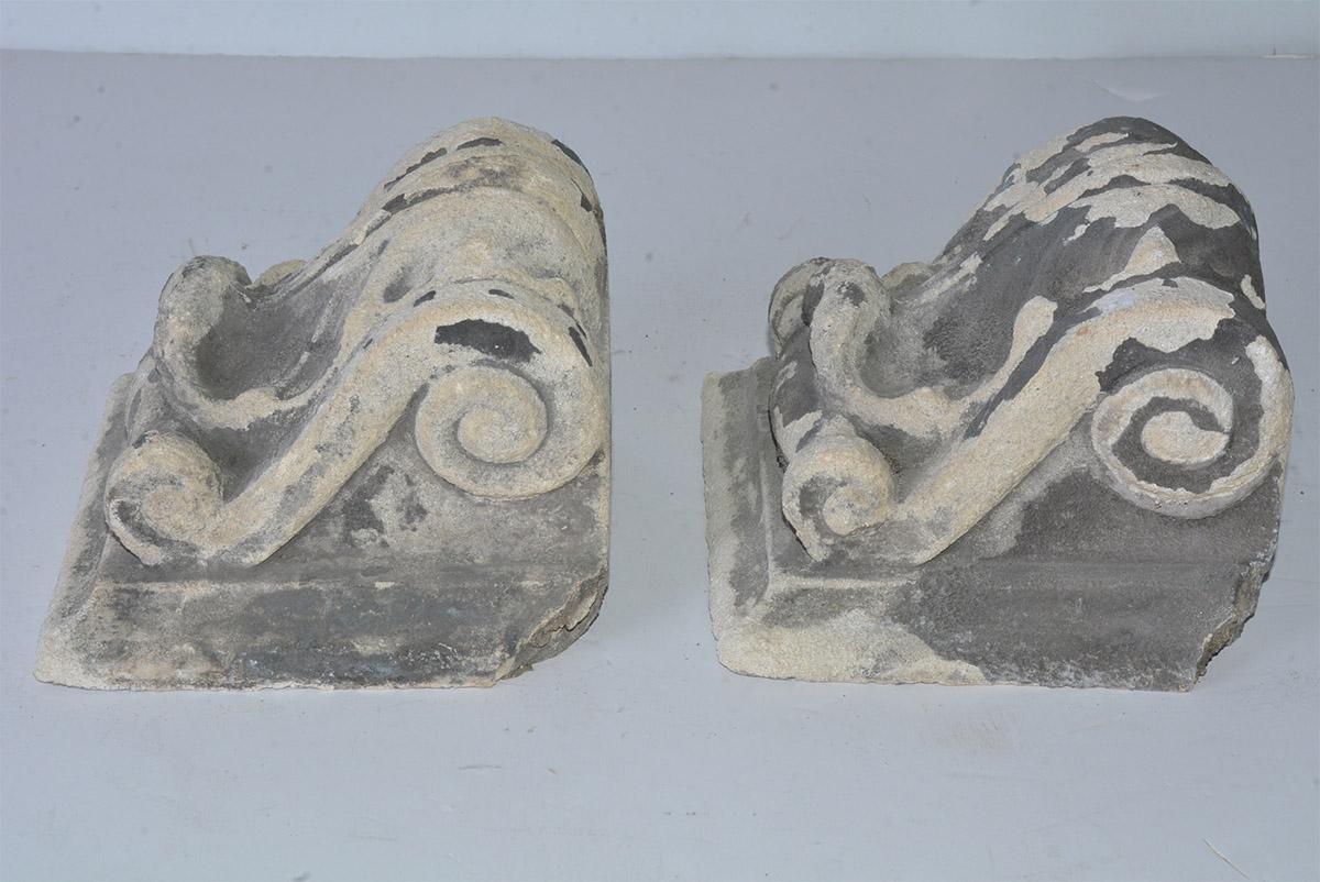 American Pair of Antique Cast Stone Corbels