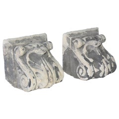 Pair of Antique Cast Stone Corbels