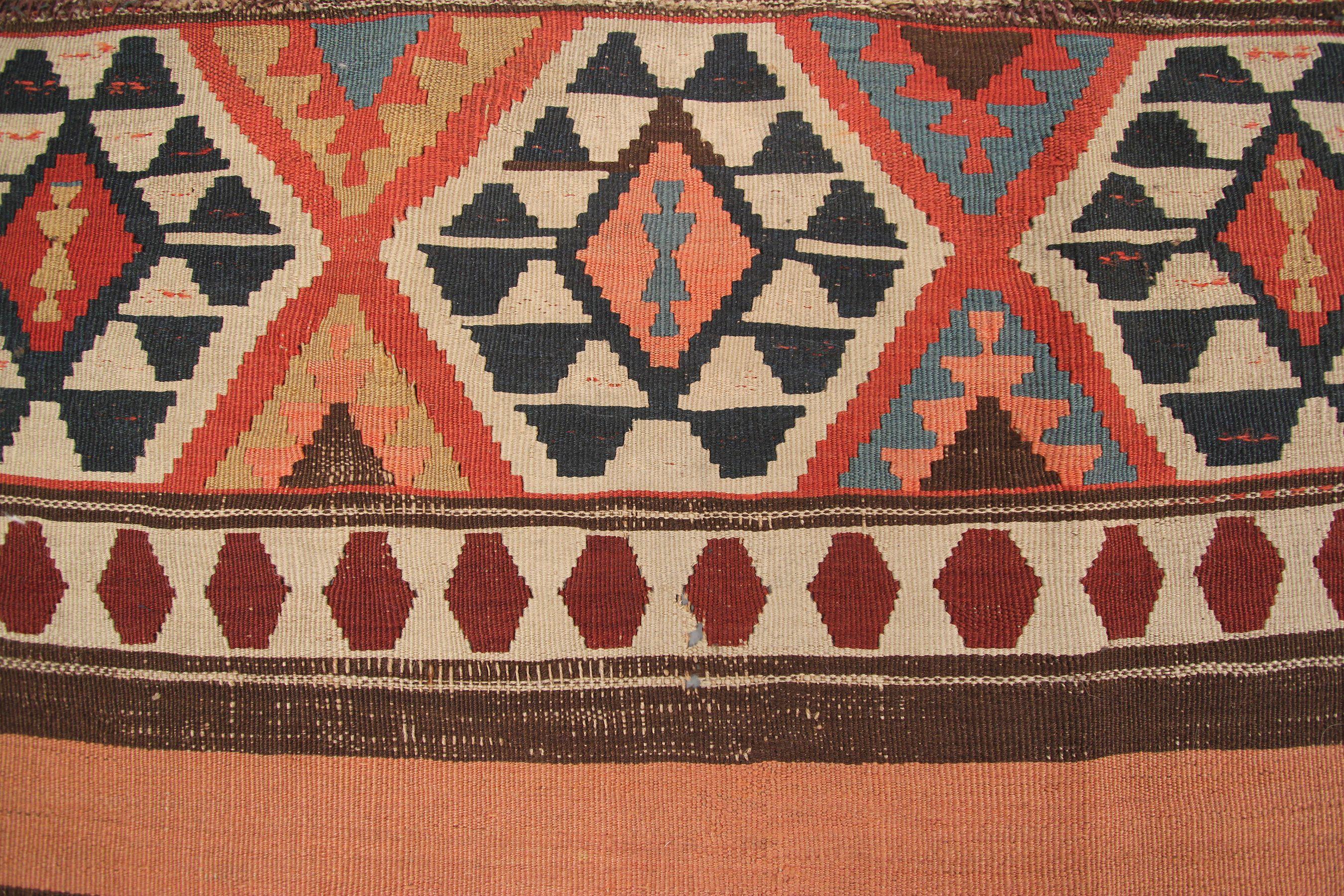 Pair of Antique Caucasian Shirvan Rugs 2 Shirvan Rug Flatwoven Geomteric In Good Condition For Sale In New York, NY