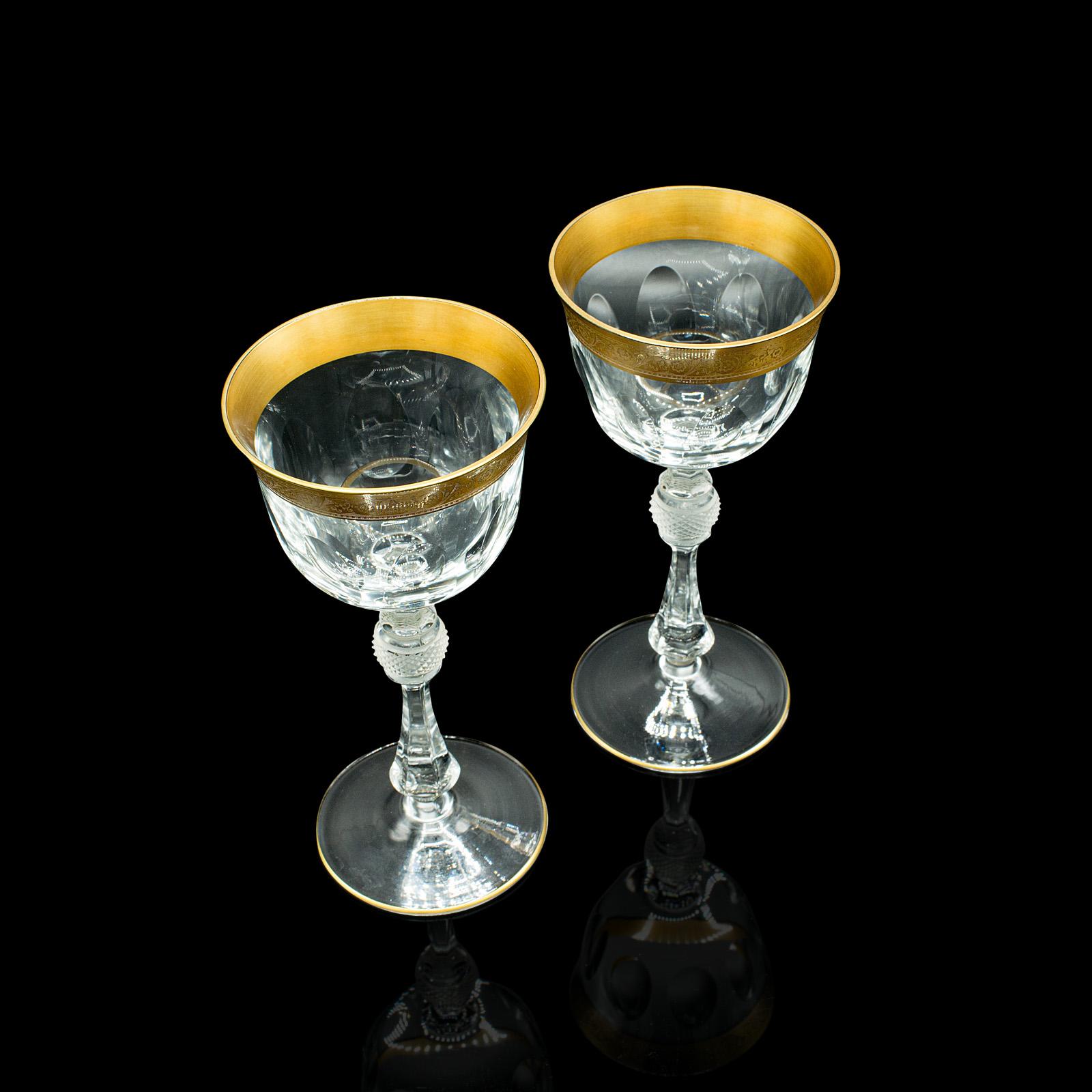 Pair of Antique Celebratory Port Glasses, French, Gilt, Stem Glass, Art Deco For Sale 5