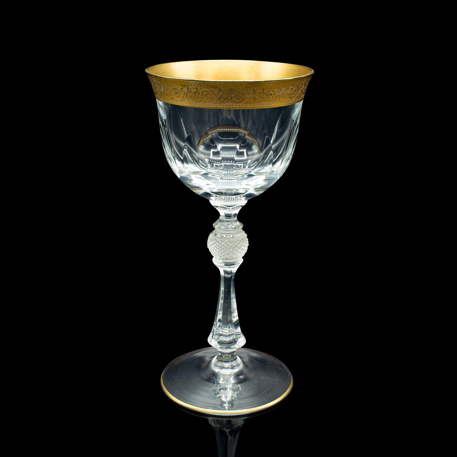 Pair of Antique Celebratory Port Glasses, French, Gilt, Stem Glass, Art Deco In Good Condition For Sale In Hele, Devon, GB
