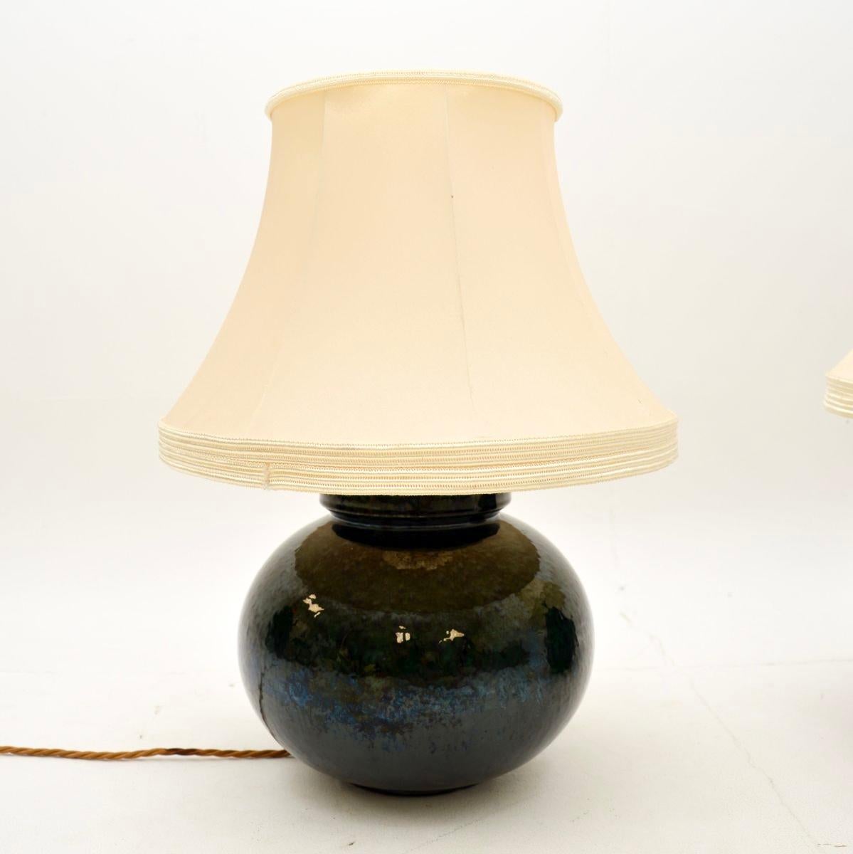 Pair of Antique Ceramic Table Lamps In Good Condition In London, GB