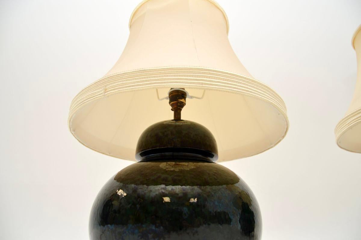Mid-20th Century Pair of Antique Ceramic Table Lamps