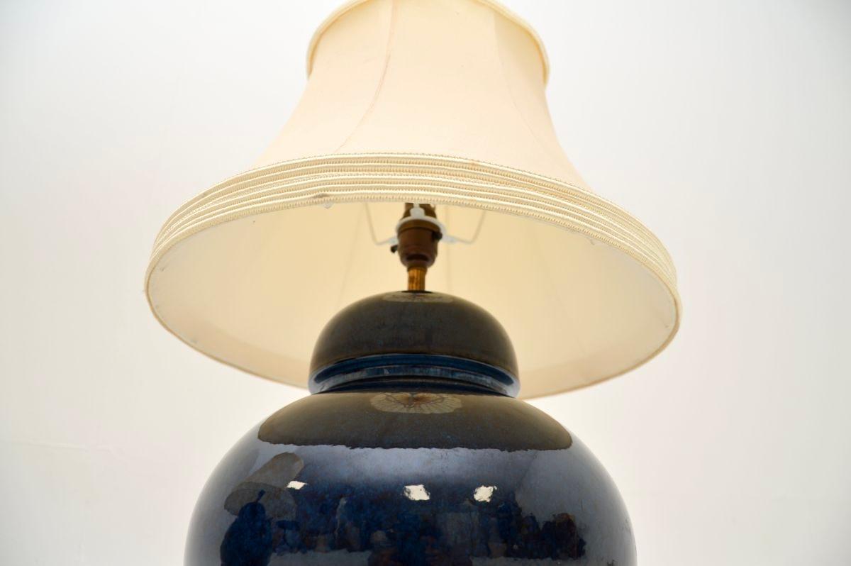 Brass Pair of Antique Ceramic Table Lamps