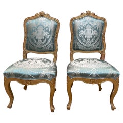 Pair of antique chairs, 19th century, Louis XV style