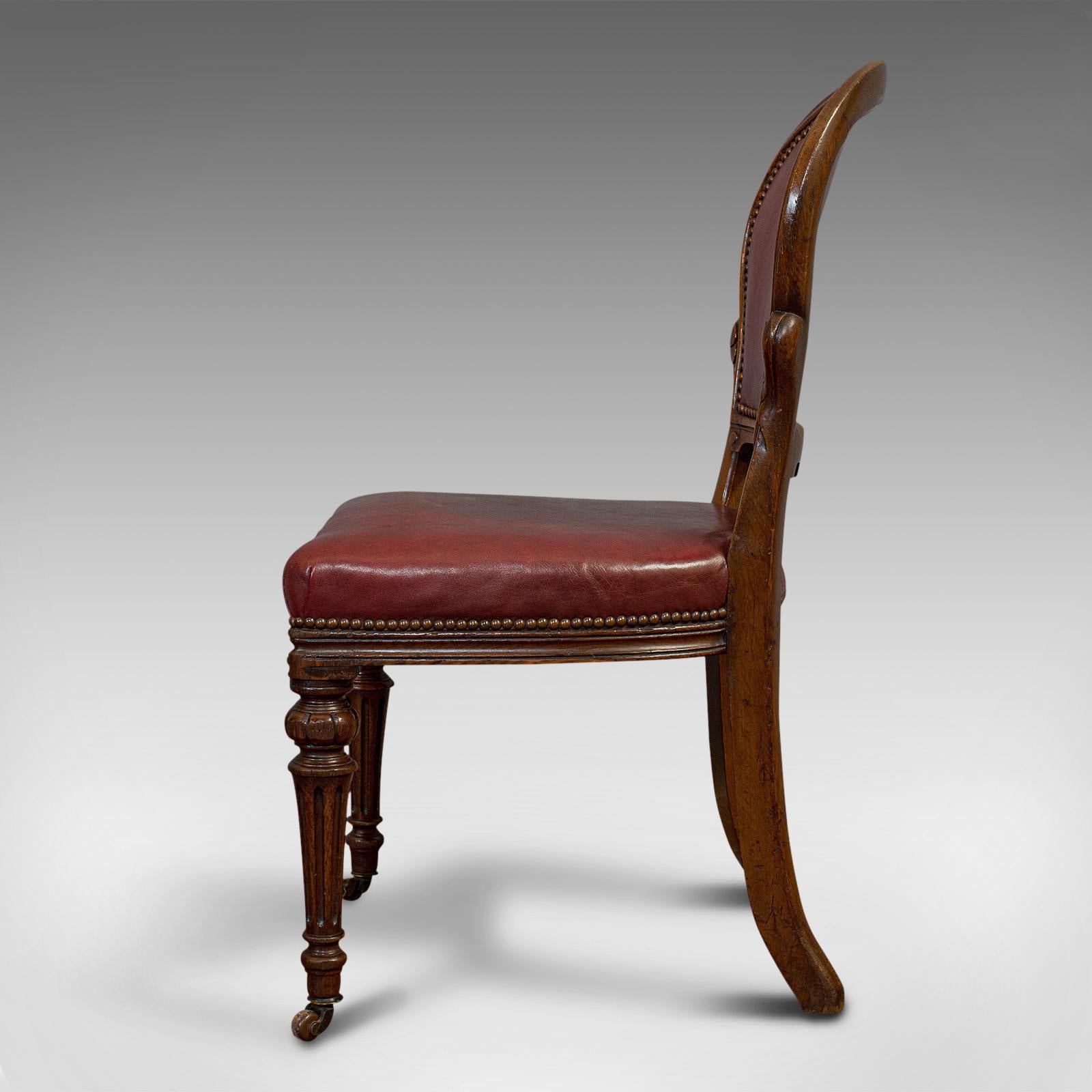 19th Century Pair of Antique Chairs, Walnut, Leather, Seat, Doveston, Bird & Hull, Victorian
