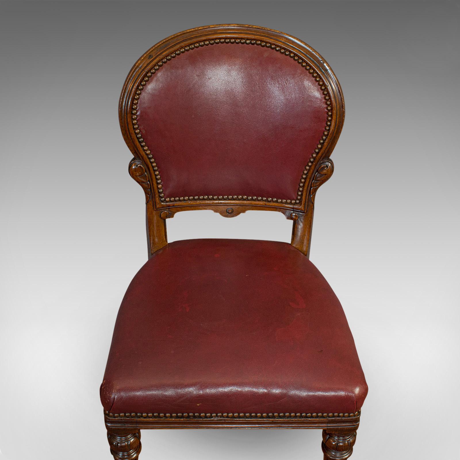 Pair of Antique Chairs, Walnut, Leather, Seat, Doveston, Bird & Hull, Victorian 3
