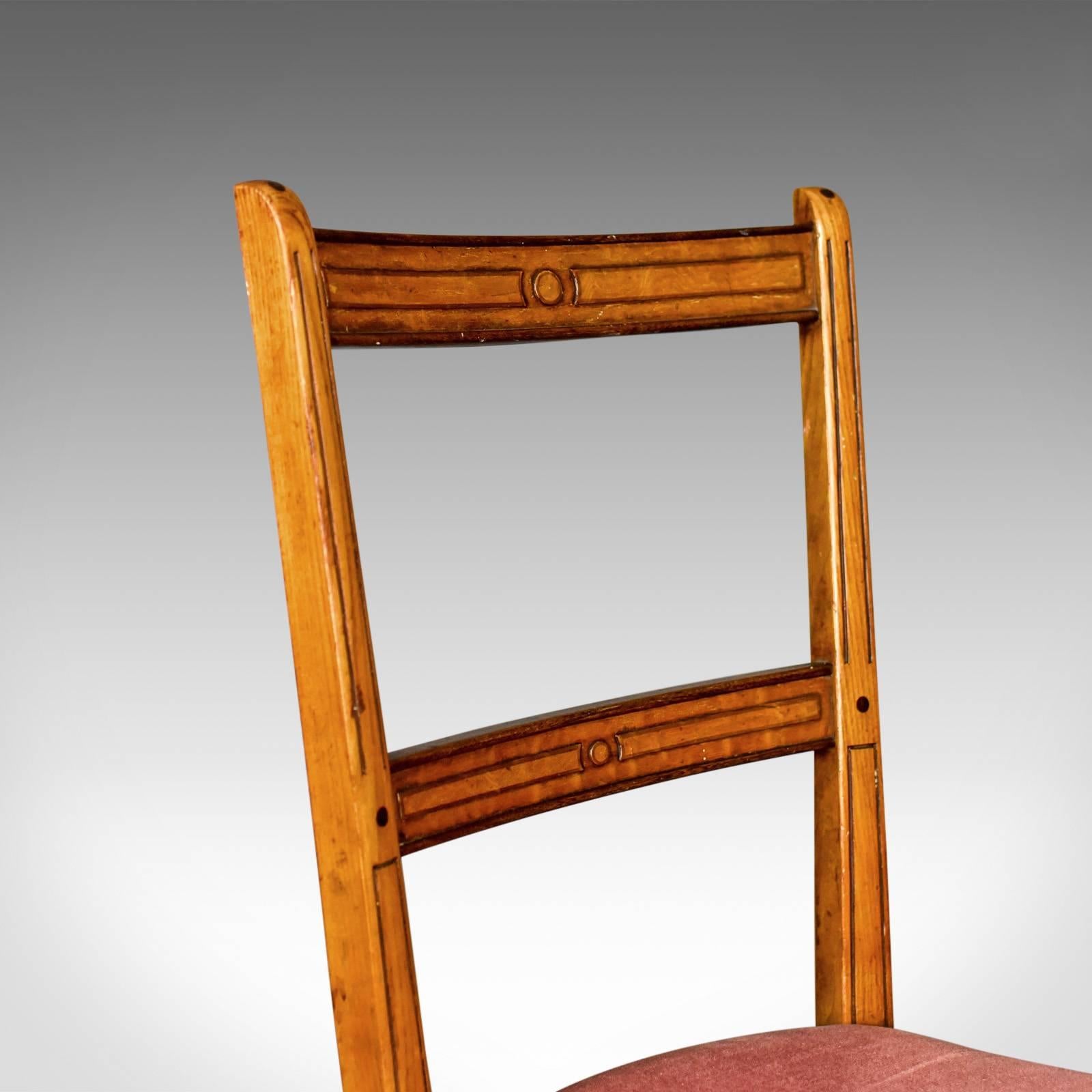 Upholstery Pair of Antique Chairs, Upholstered, Victorian, English Walnut, Side, circa 1880