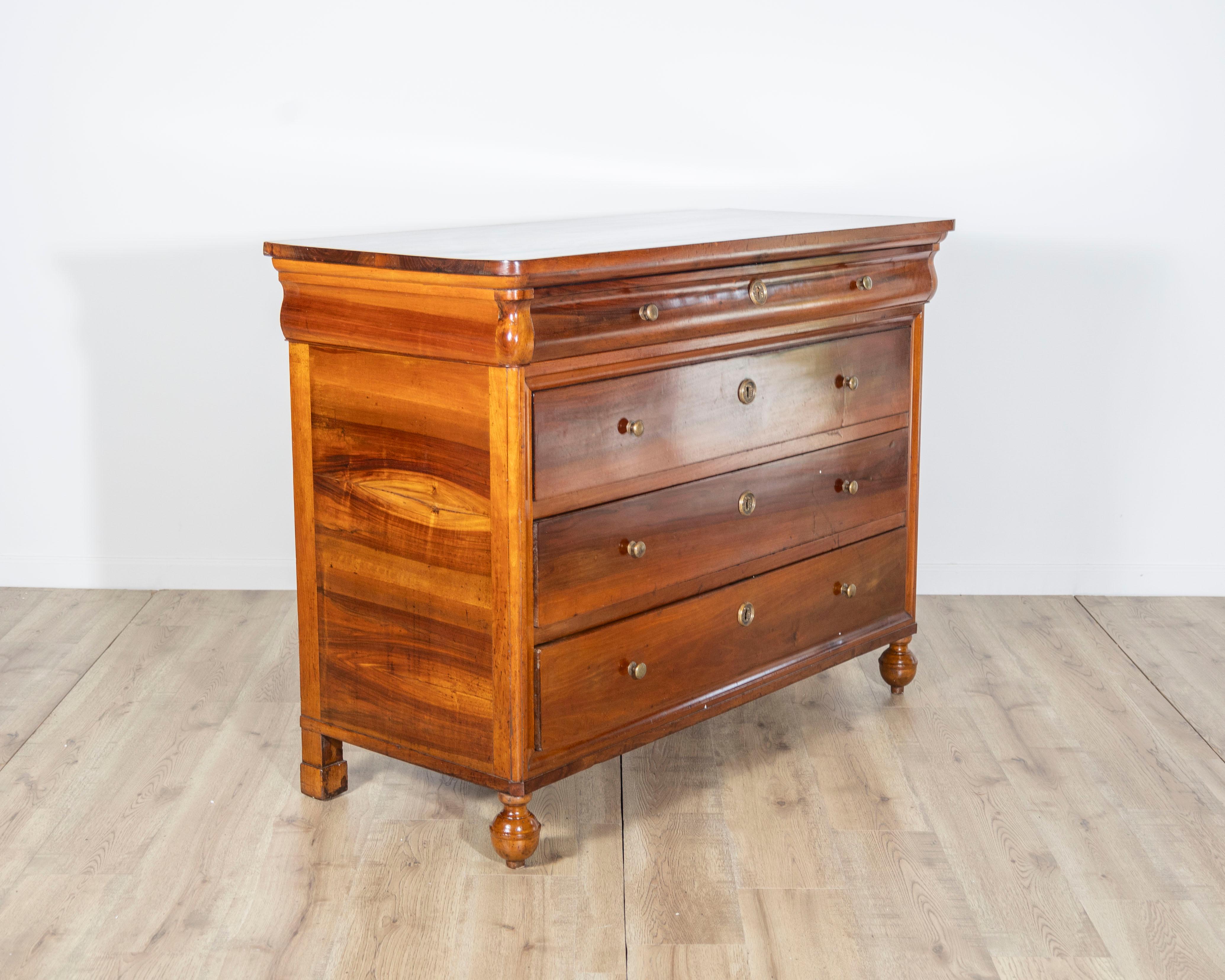 XIXe siècle Paire de commodes anciennes Charles X en noyer - Italie 19ème en vente