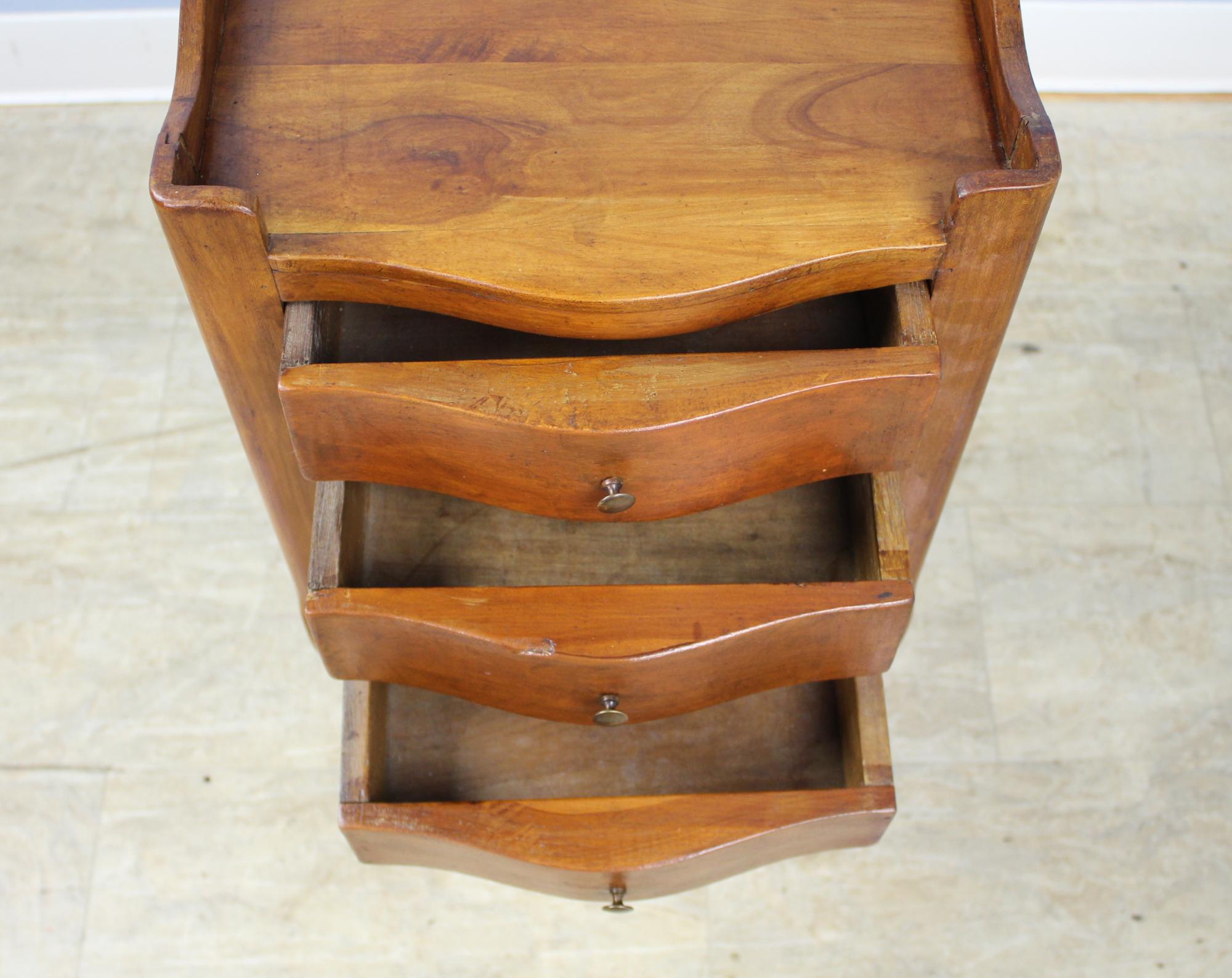 French Pair of Antique Cherry Cabriole Leg Nightstands