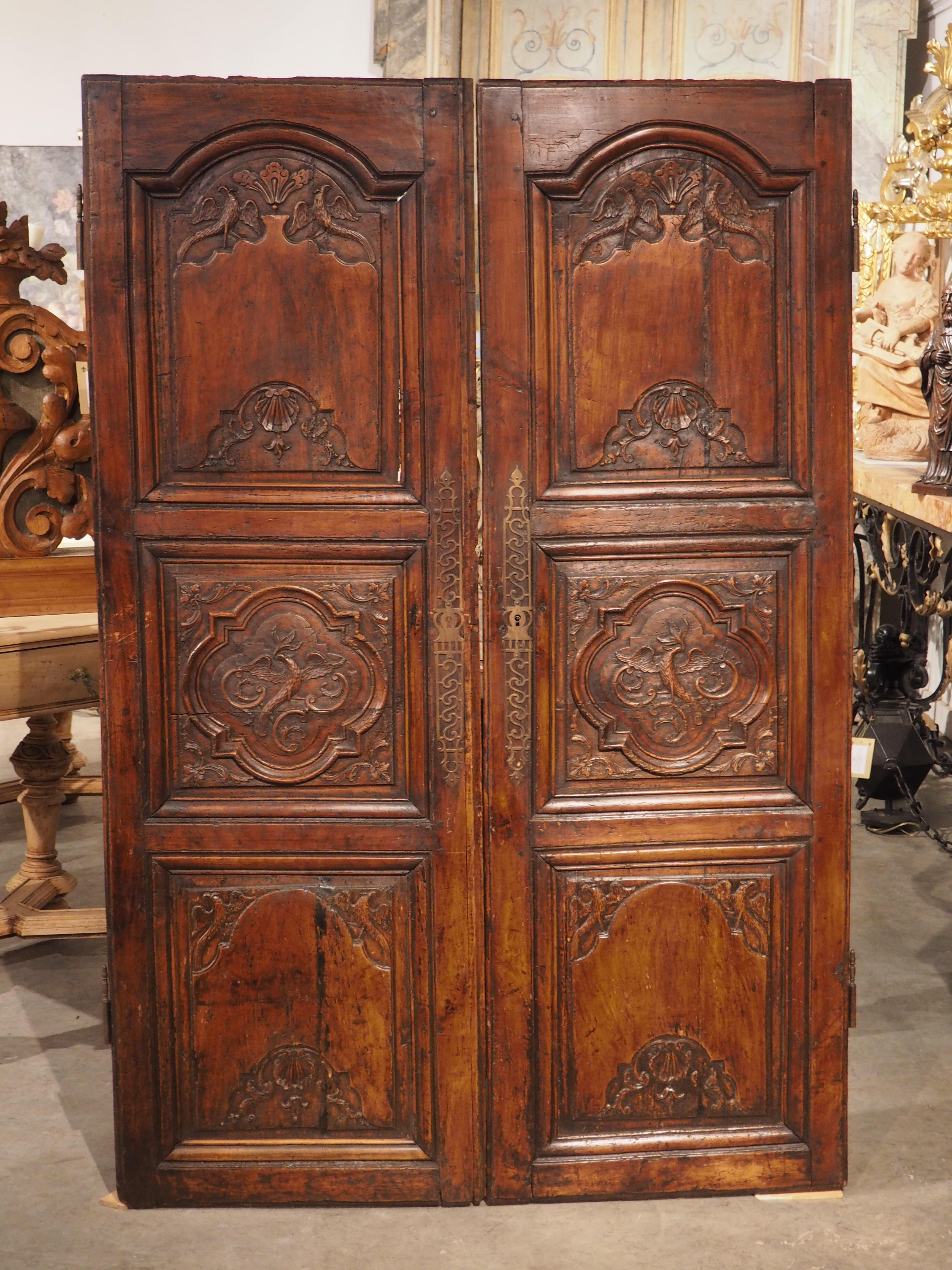 Pair of Antique Cherry Wood Armoire Doors from Rennes, France, Circa 1720 7