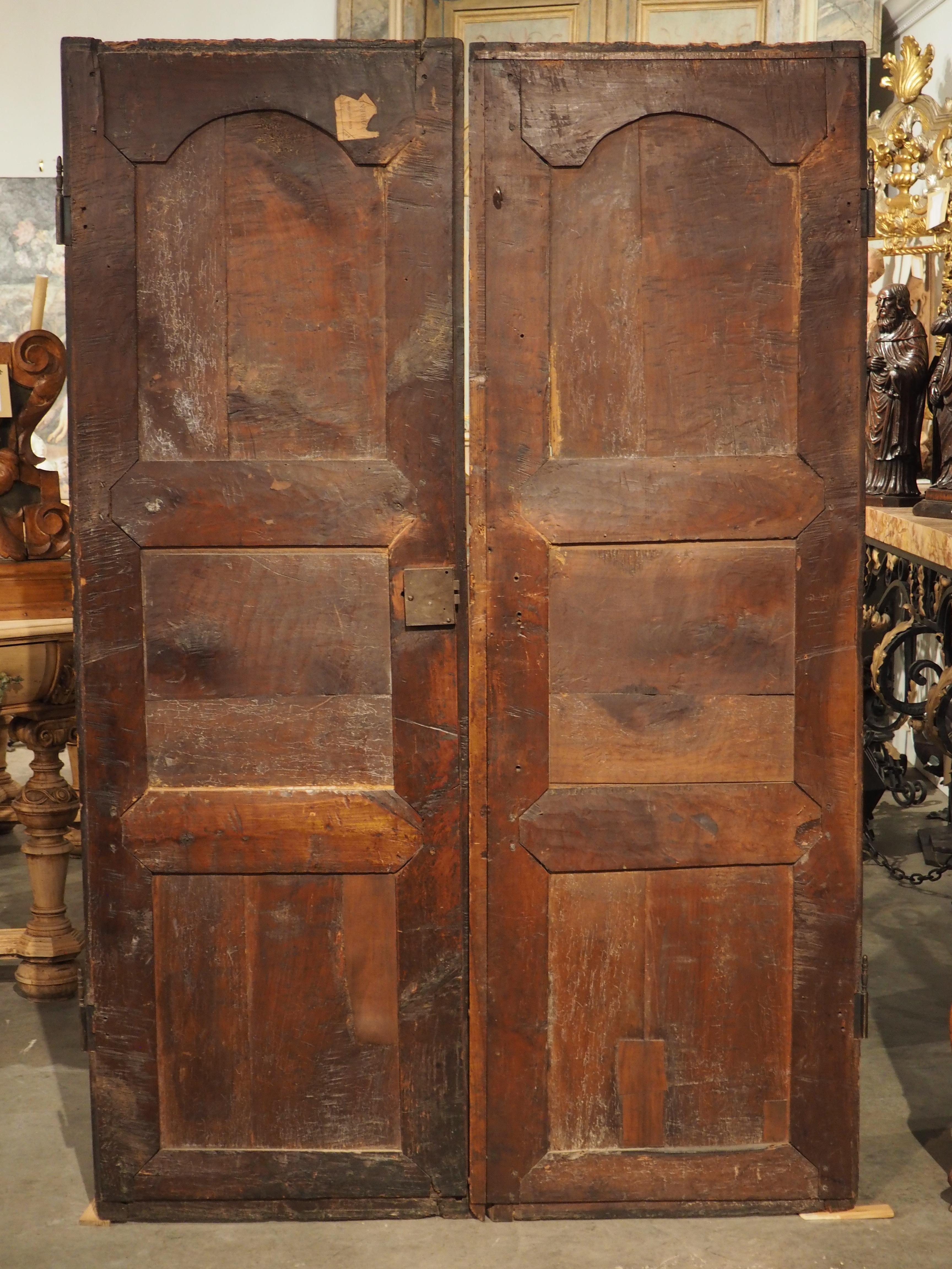 Pair of Antique Cherry Wood Armoire Doors from Rennes, France, Circa 1720 9