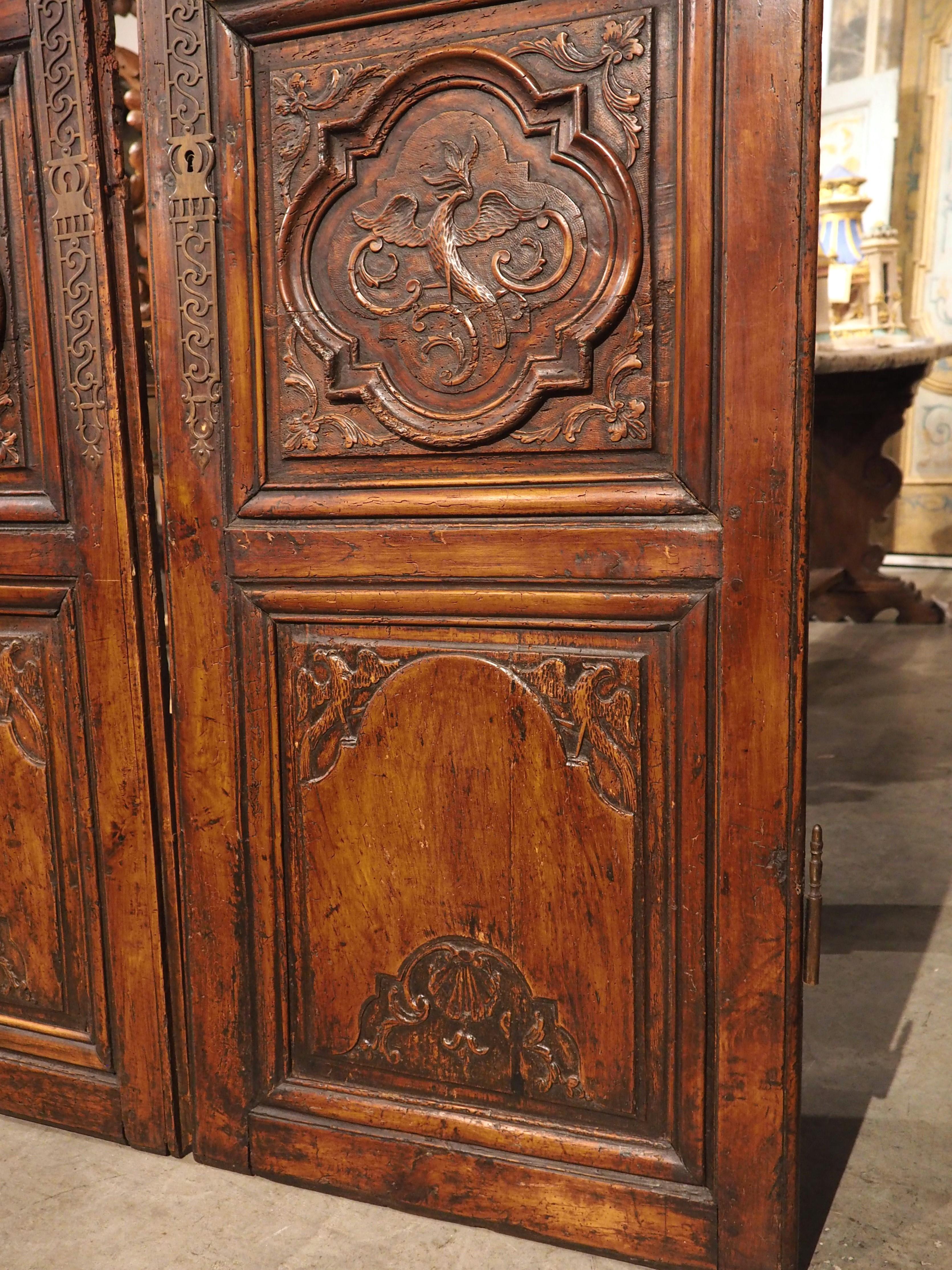 Pair of Antique Cherry Wood Armoire Doors from Rennes, France, Circa 1720 13