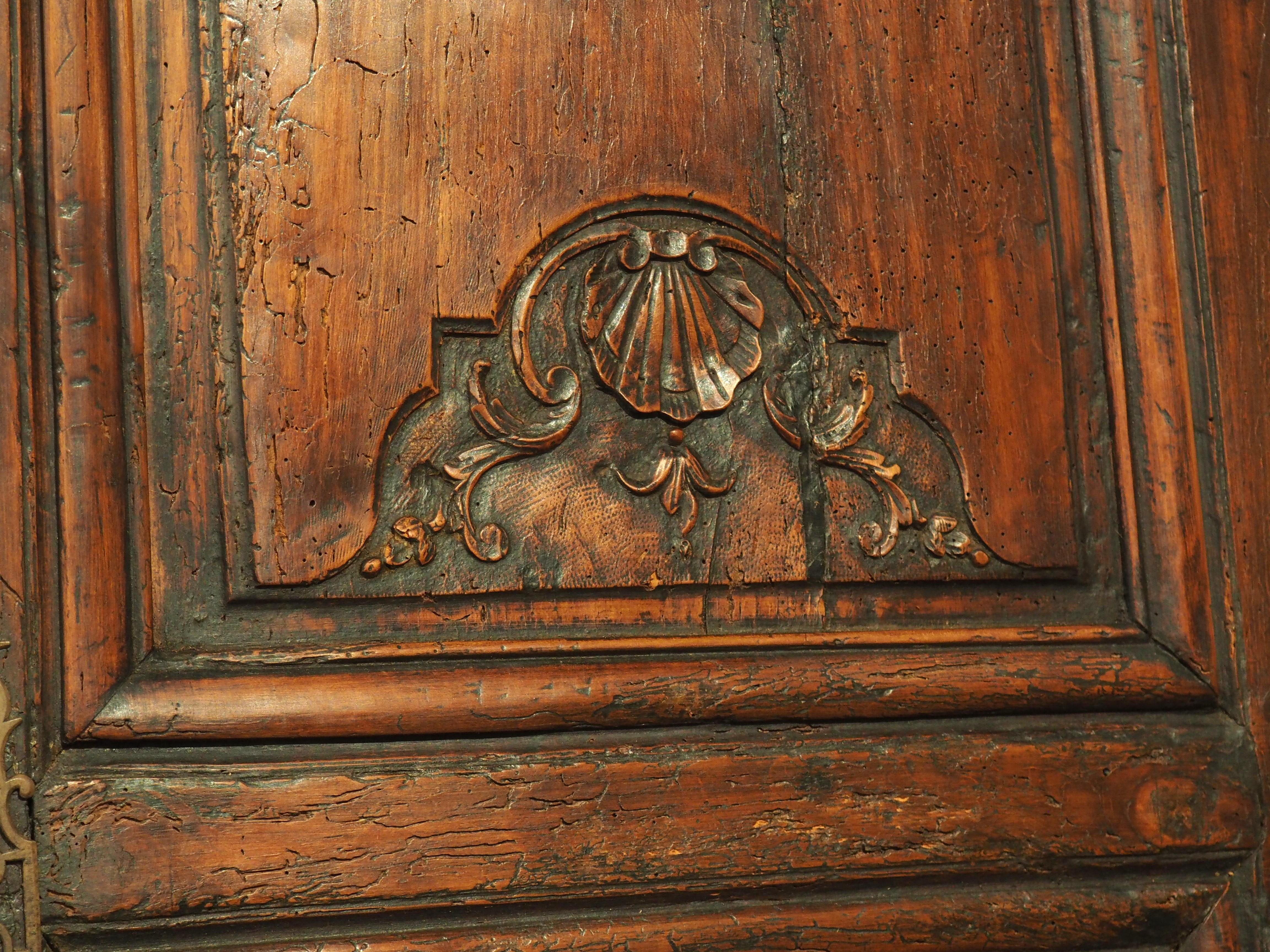 18th Century Pair of Antique Cherry Wood Armoire Doors from Rennes, France, Circa 1720