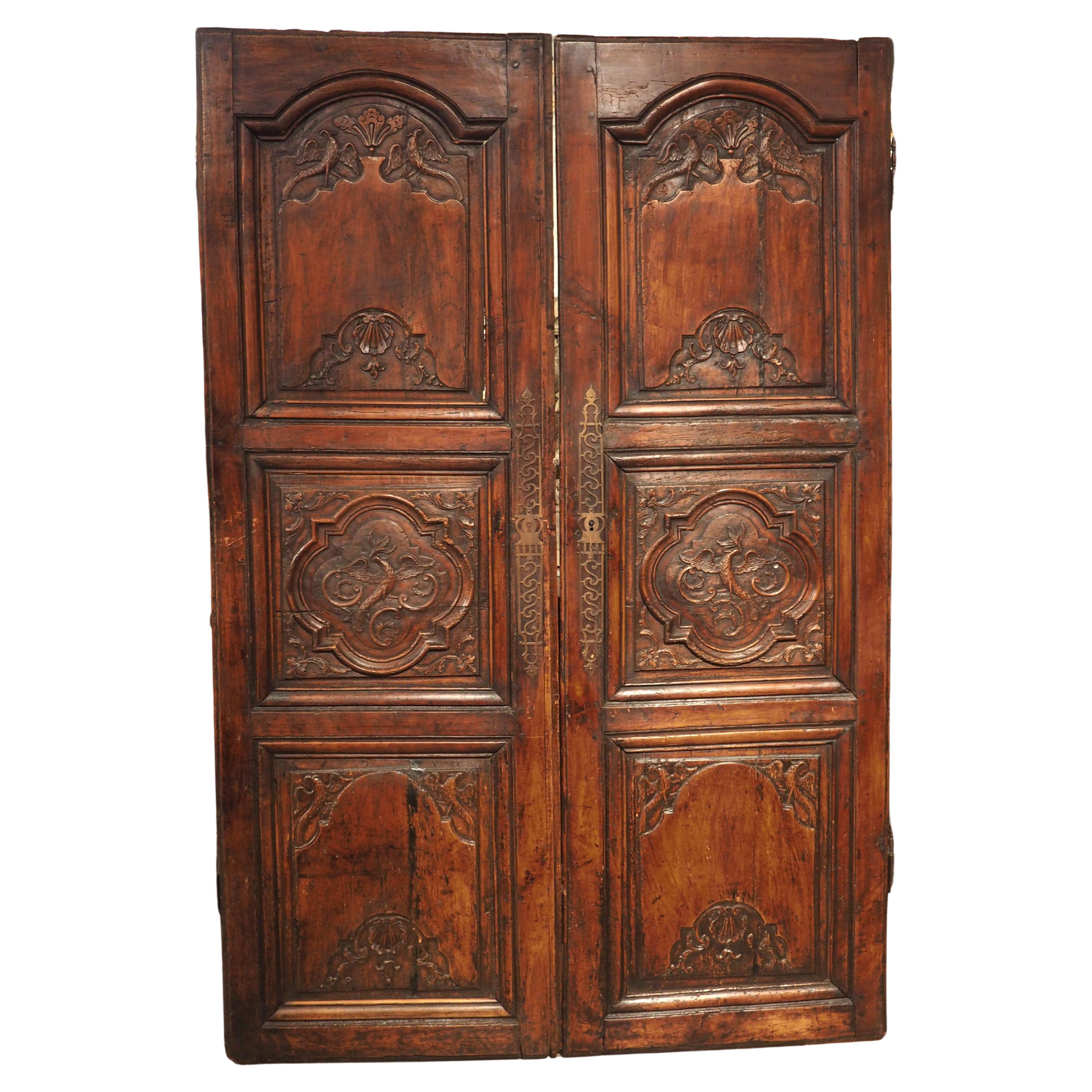 Pair of Antique Cherry Wood Armoire Doors from Rennes, France, Circa 1720