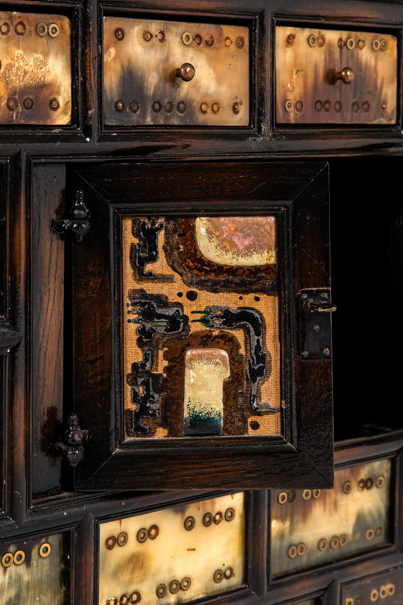 Pair of Antique Chinese Apothecary Bedside Cabinets For Sale 6