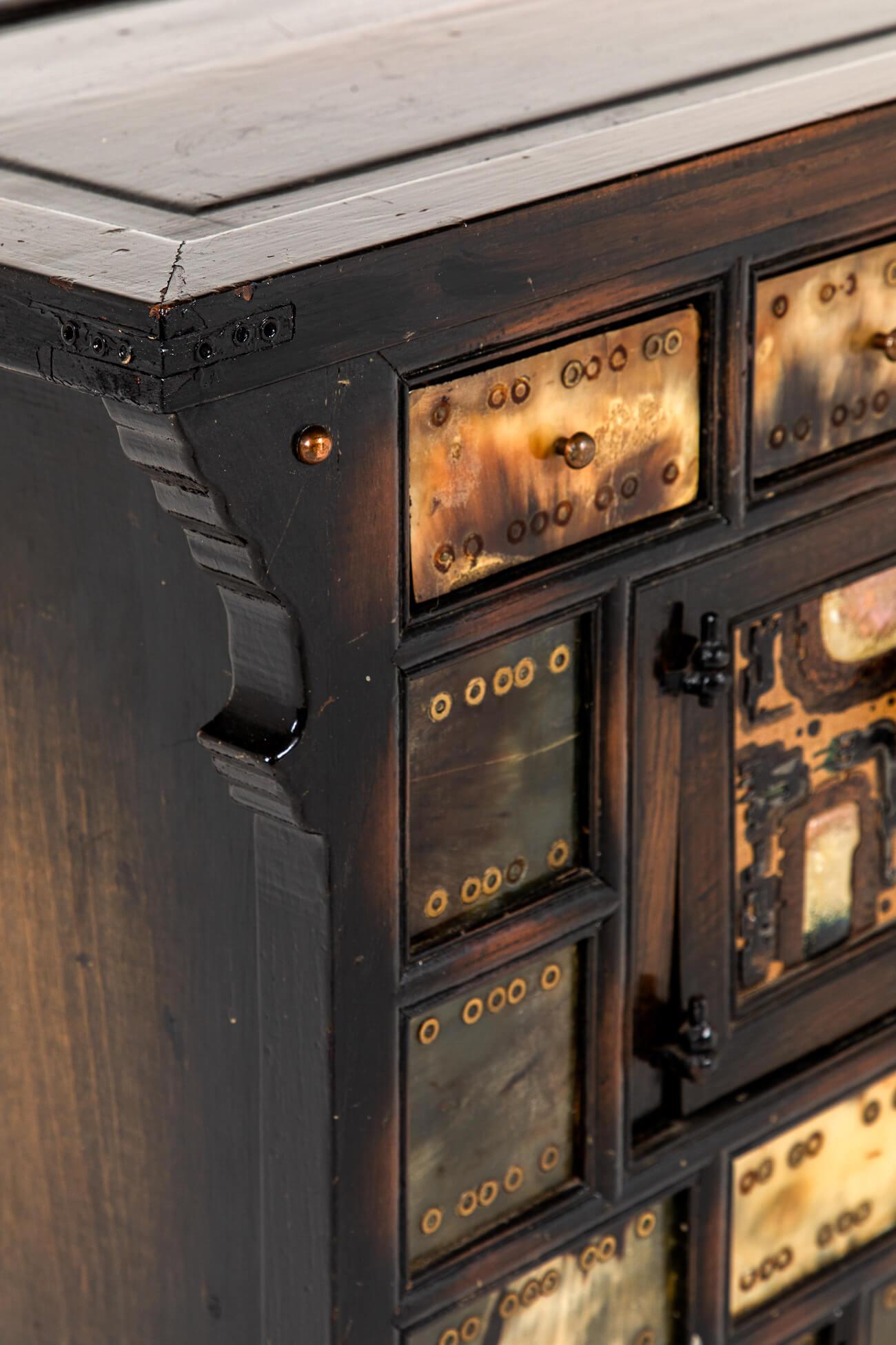 Pair of Antique Chinese Apothecary Bedside Cabinets For Sale 2