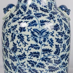 Pair of Antique Chinese Blue and White Porcelain Vases