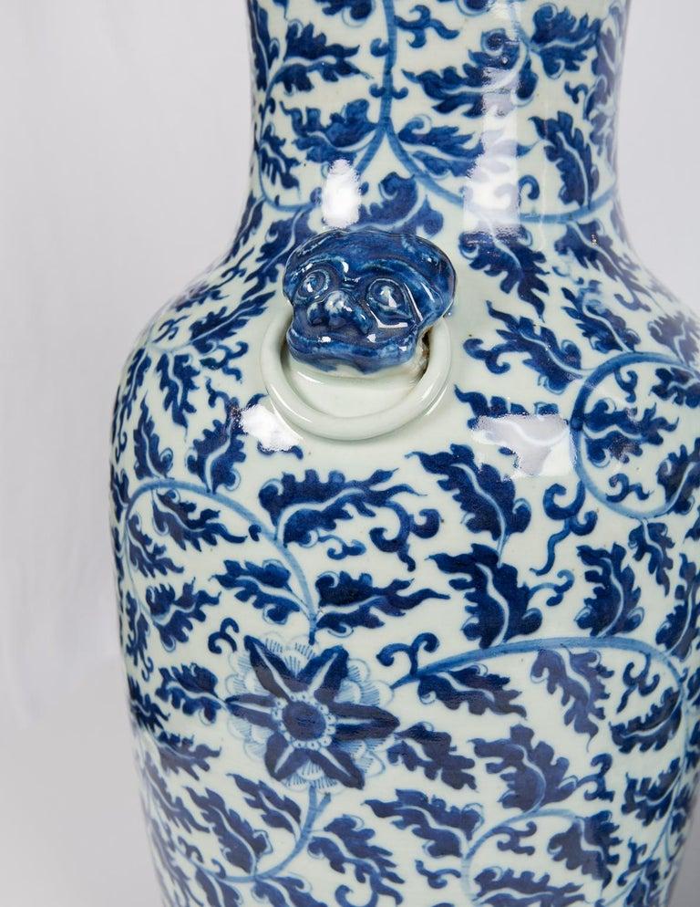 19th Century Pair of Antique Chinese Blue and White Porcelain Vases