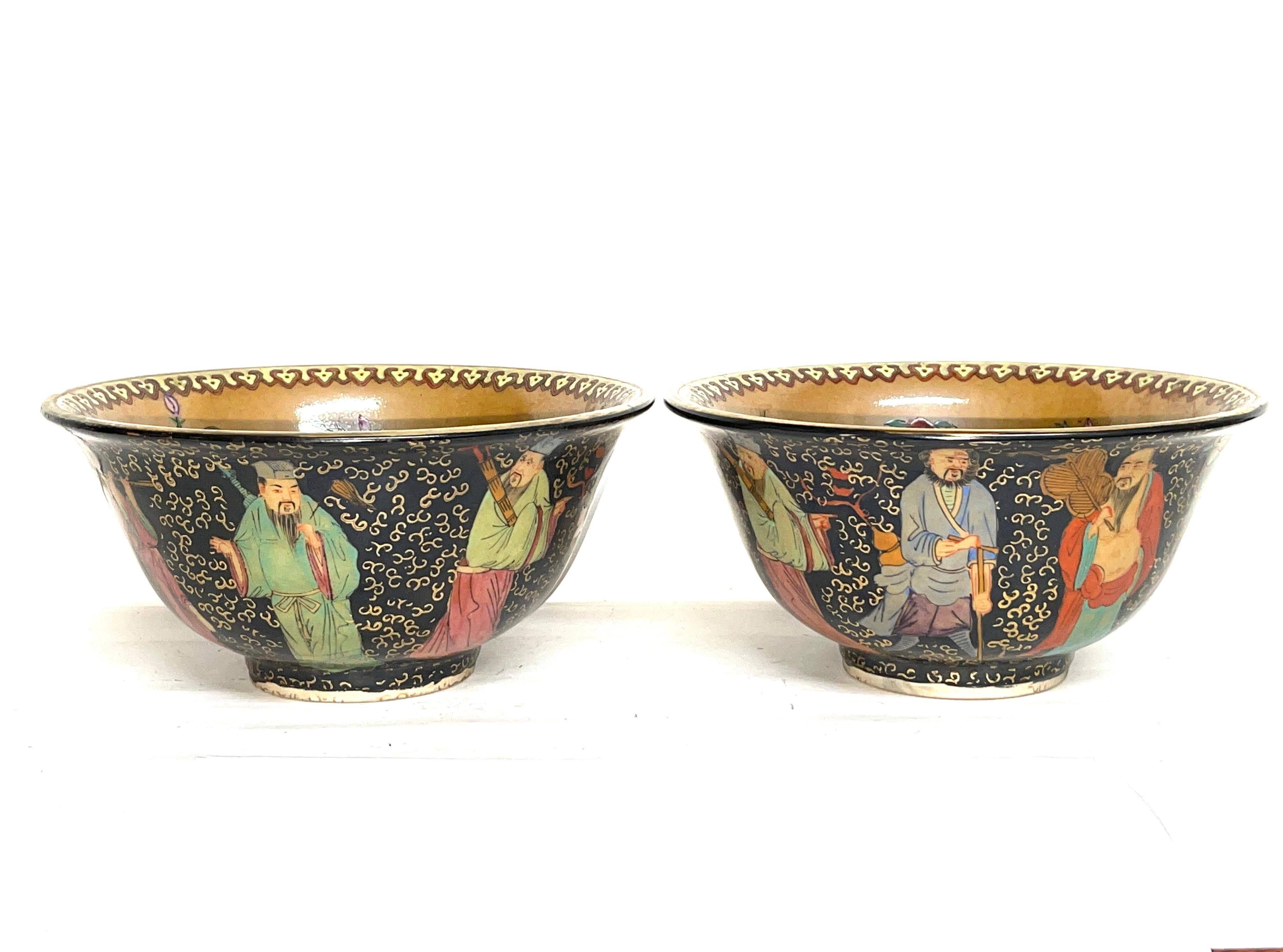 Pair of Antique Chinese Ceramic Bowls, 20th Century, Asian Art For Sale 1