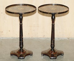 PAiR VON ANTIQUE CHINESE CHINOISERIE CIRCA 1880 MOTHER OF PEARL SIDE END TABLES