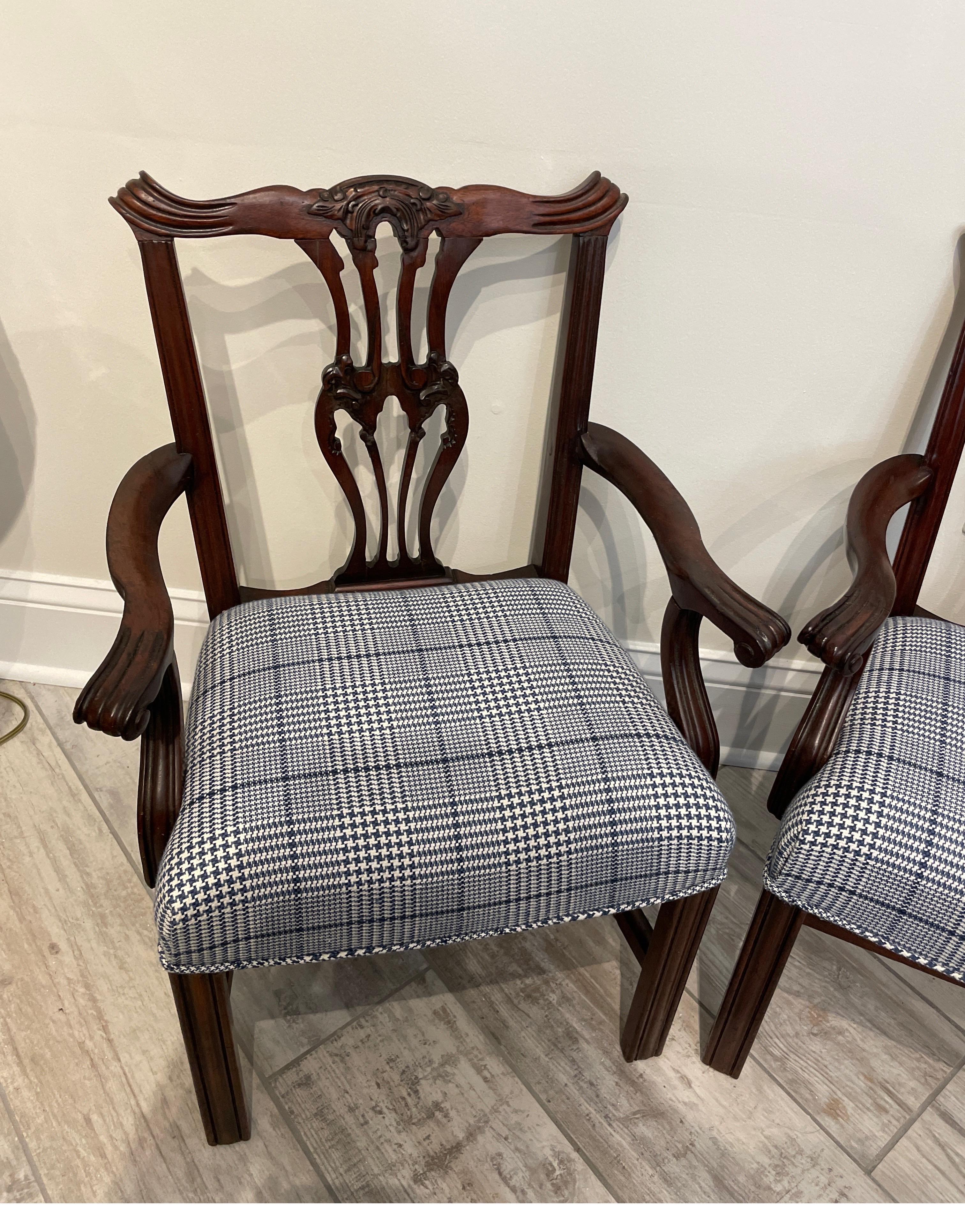 English Pair of Antique Chinese Chippendale Children's Armchairs For Sale
