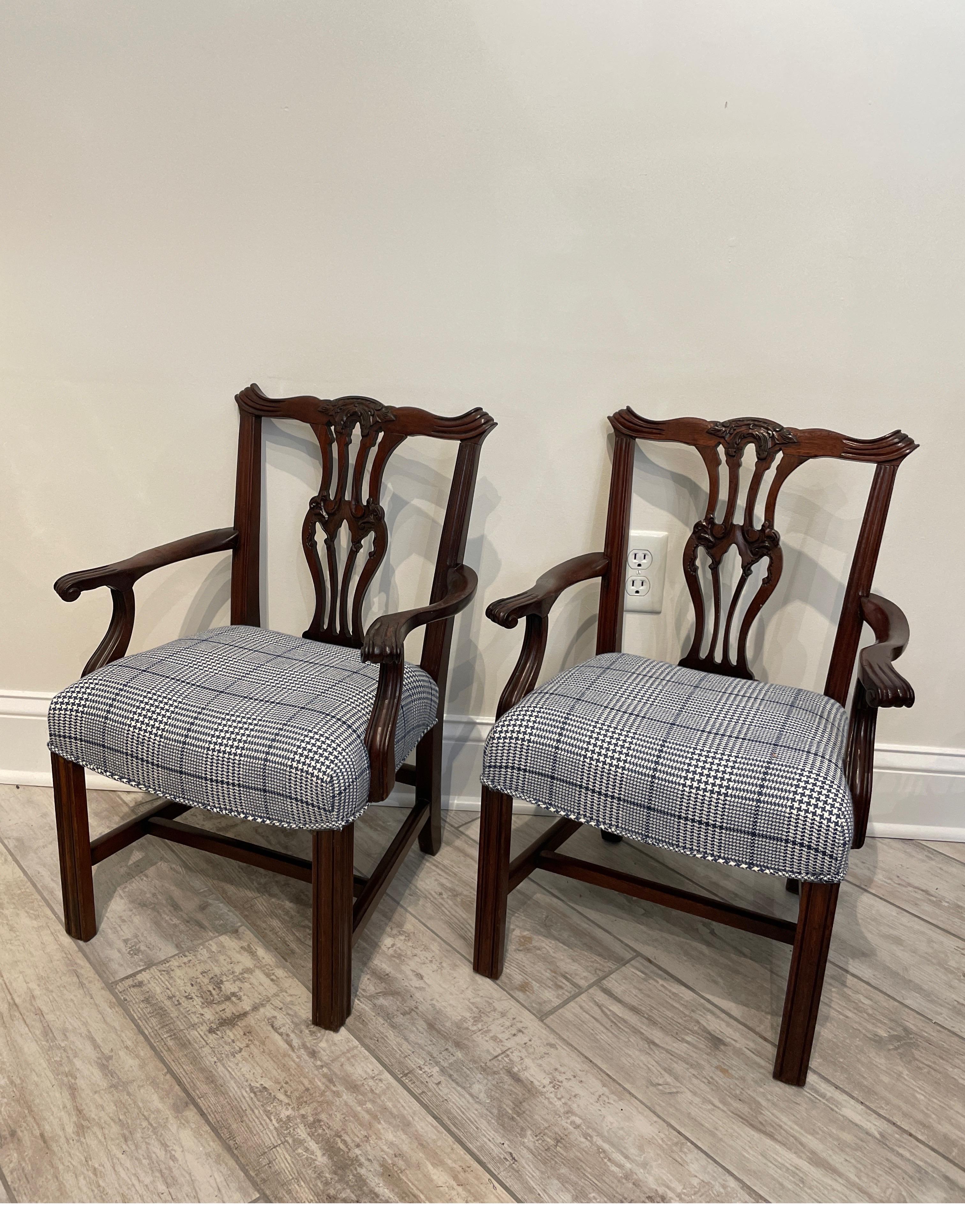 Pair of Antique Chinese Chippendale Children's Armchairs In Good Condition For Sale In West Palm Beach, FL