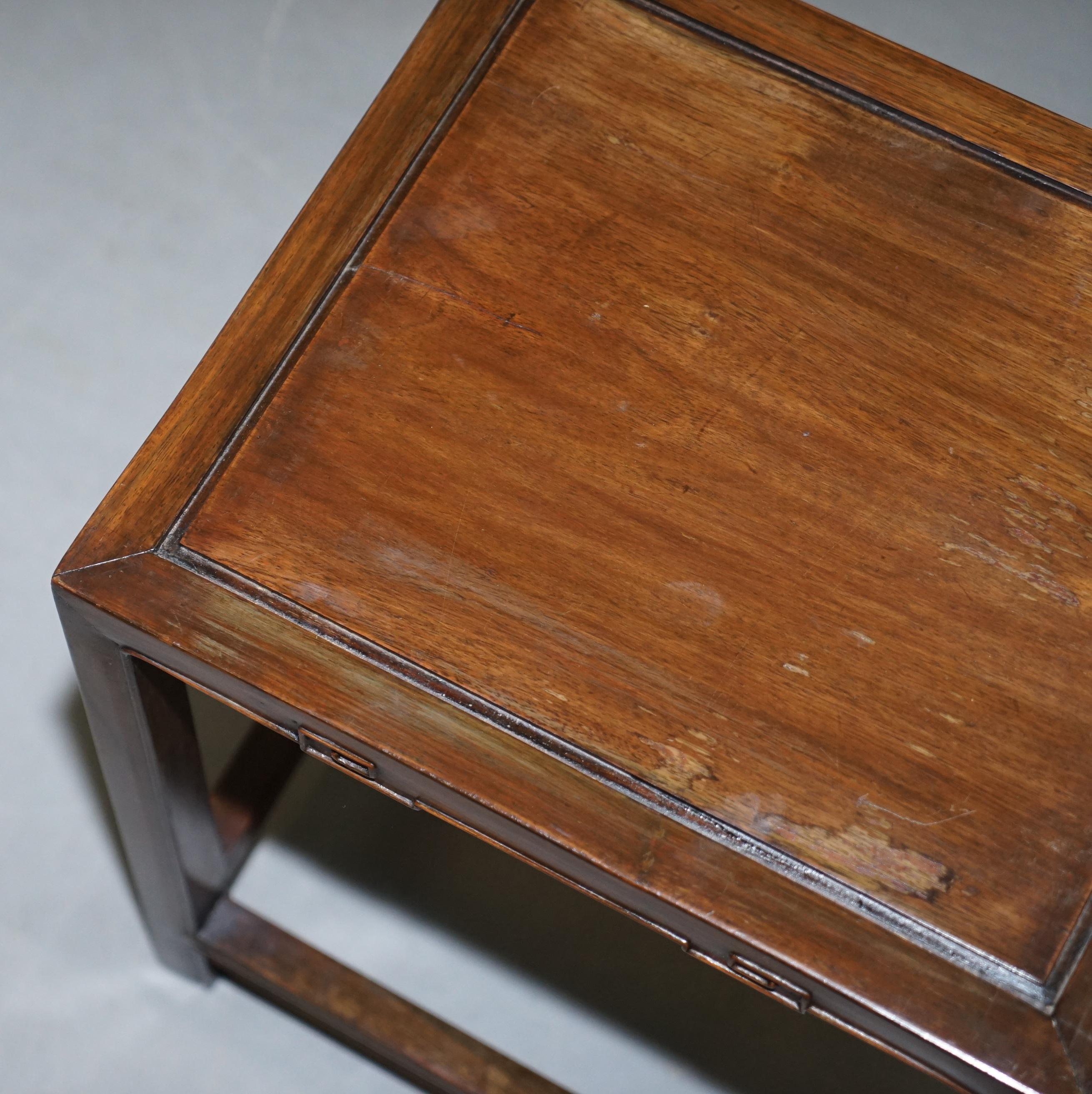 Pair of Antique Chinese circa 1860 Side Lamp End Wine Tables in Lovely Timber 11