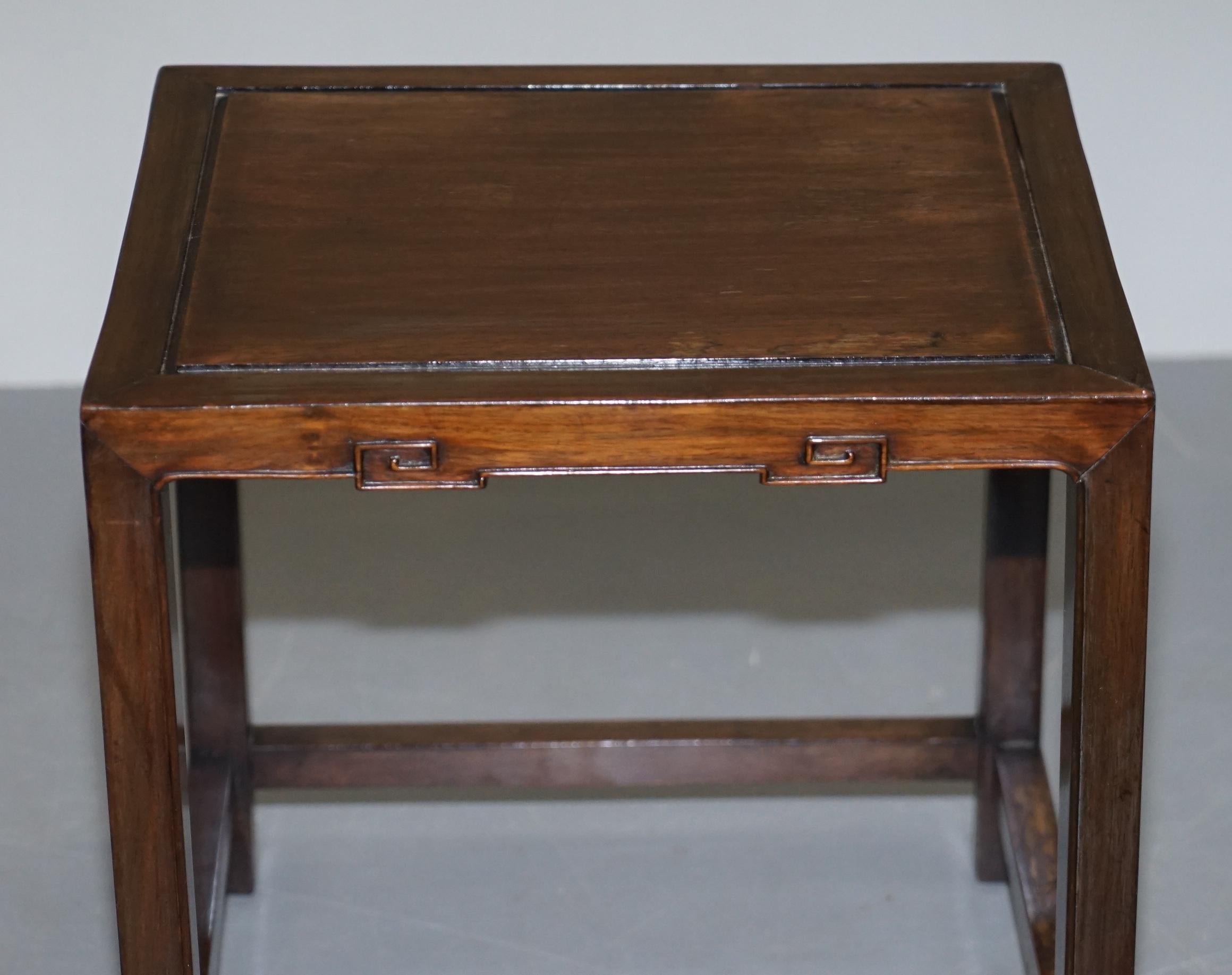 Pair of Antique Chinese circa 1860 Side Lamp End Wine Tables in Lovely Timber 12