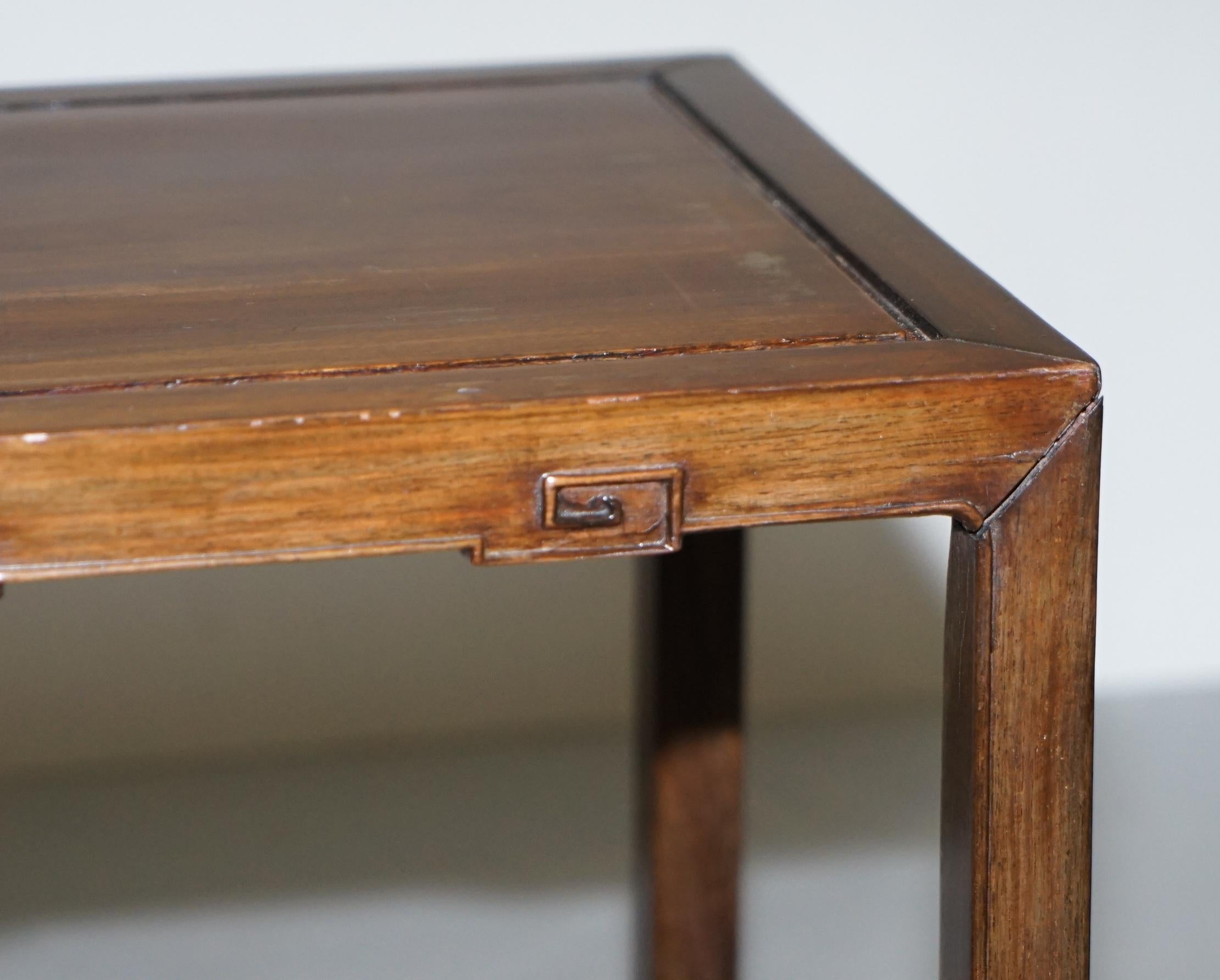 Pair of Antique Chinese circa 1860 Side Lamp End Wine Tables in Lovely Timber 2