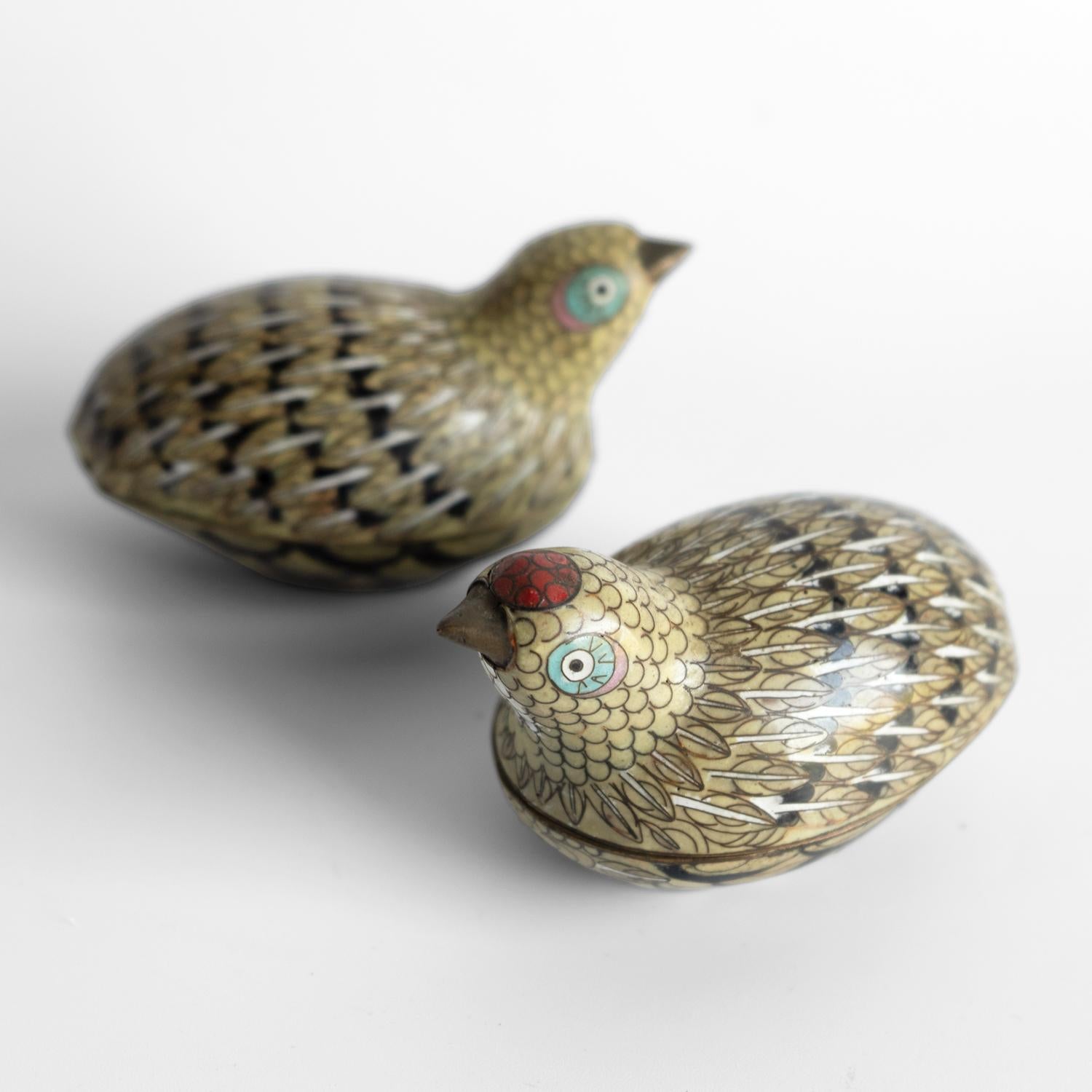 Pareja De Antiguas Cajas Chinas De Cloisonné Para Codornices, Dinastía Qing, Finales Siglo XIX en venta 4