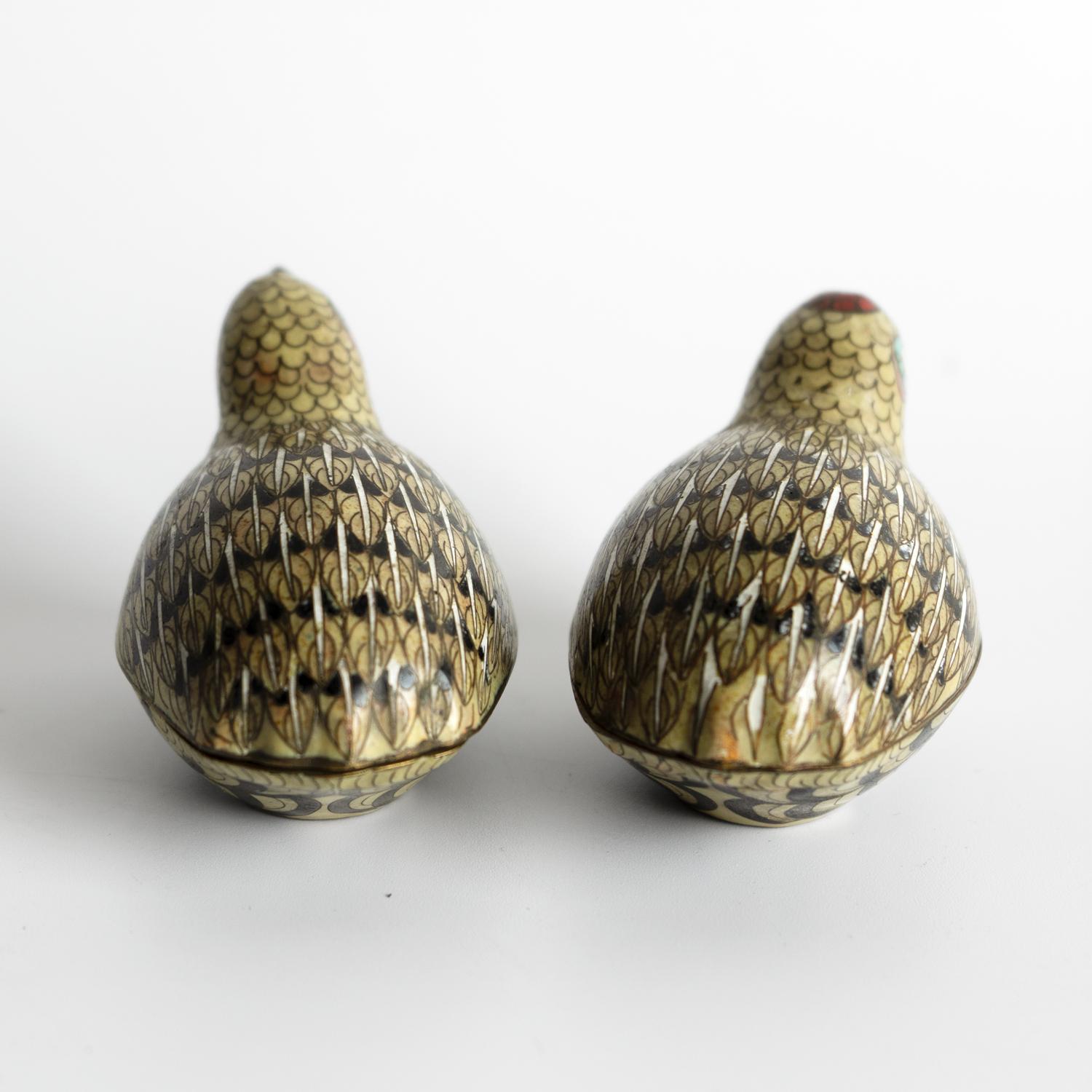 Pareja De Antiguas Cajas Chinas De Cloisonné Para Codornices, Dinastía Qing, Finales Siglo XIX en venta 5