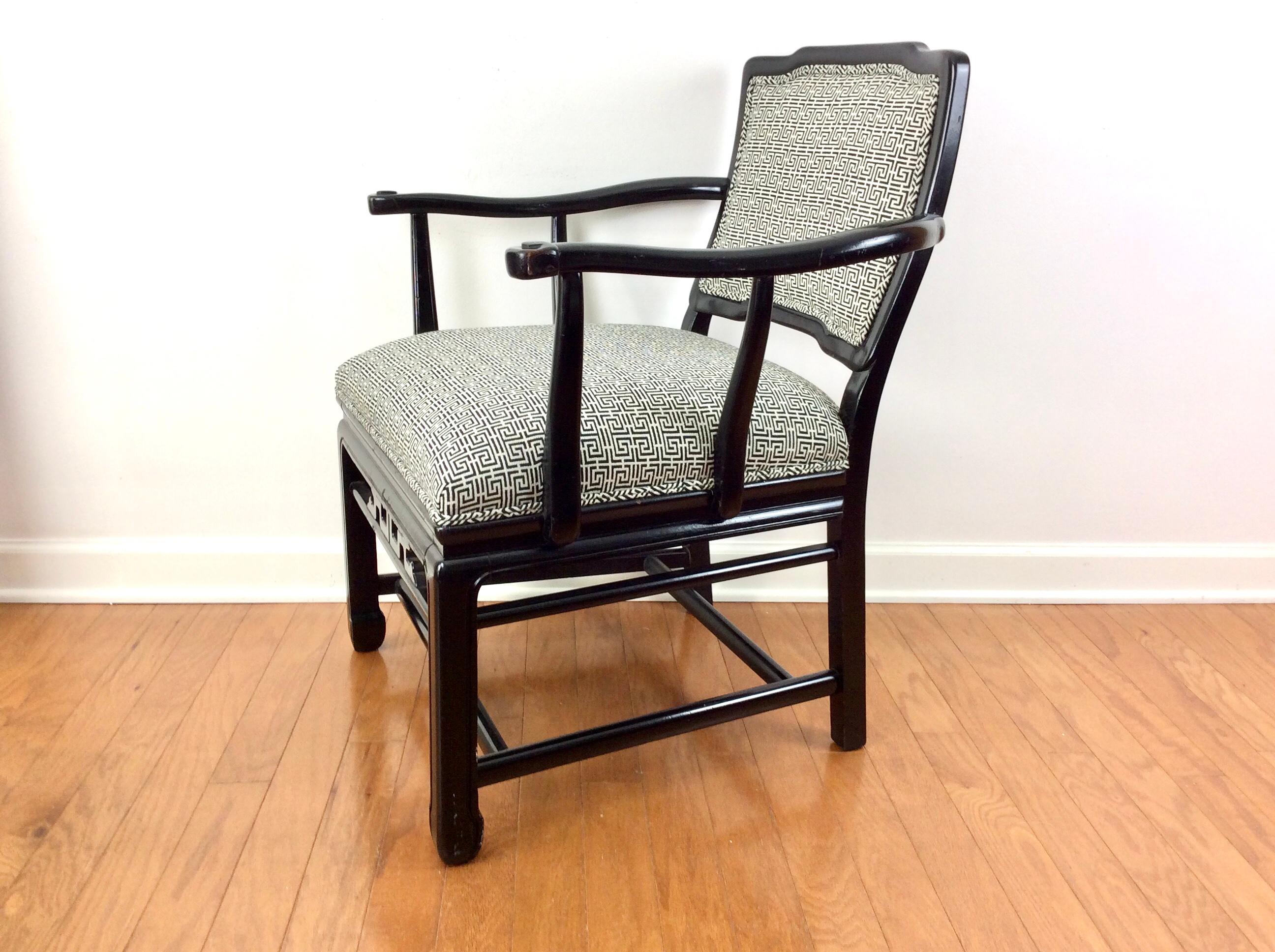 Pair of Antique Chinese Elm Black Lacquered Chairs  For Sale 2
