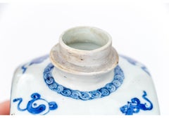 Pair Of Antique Chinese Export Blue And White Porcelain Squared Jars