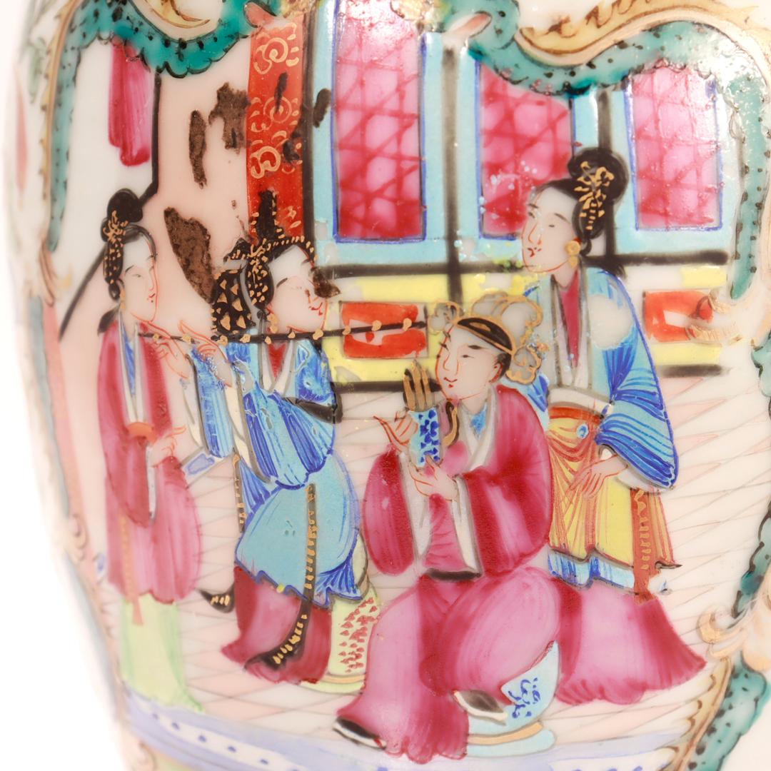 Pair of Antique Chinese Export Rose Mandarin Vases For Sale 9