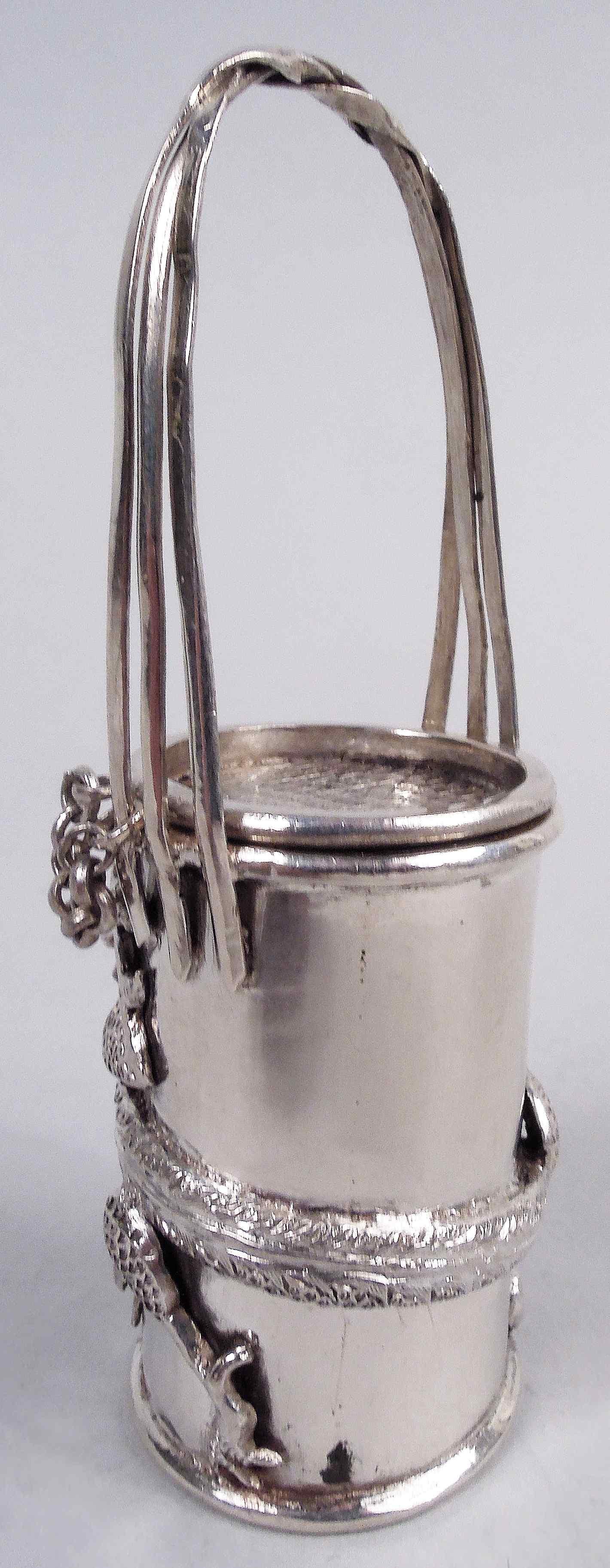 19th Century Pair of Antique Chinese Export Silver Hot & Spicy Dragon Mustard Pots For Sale