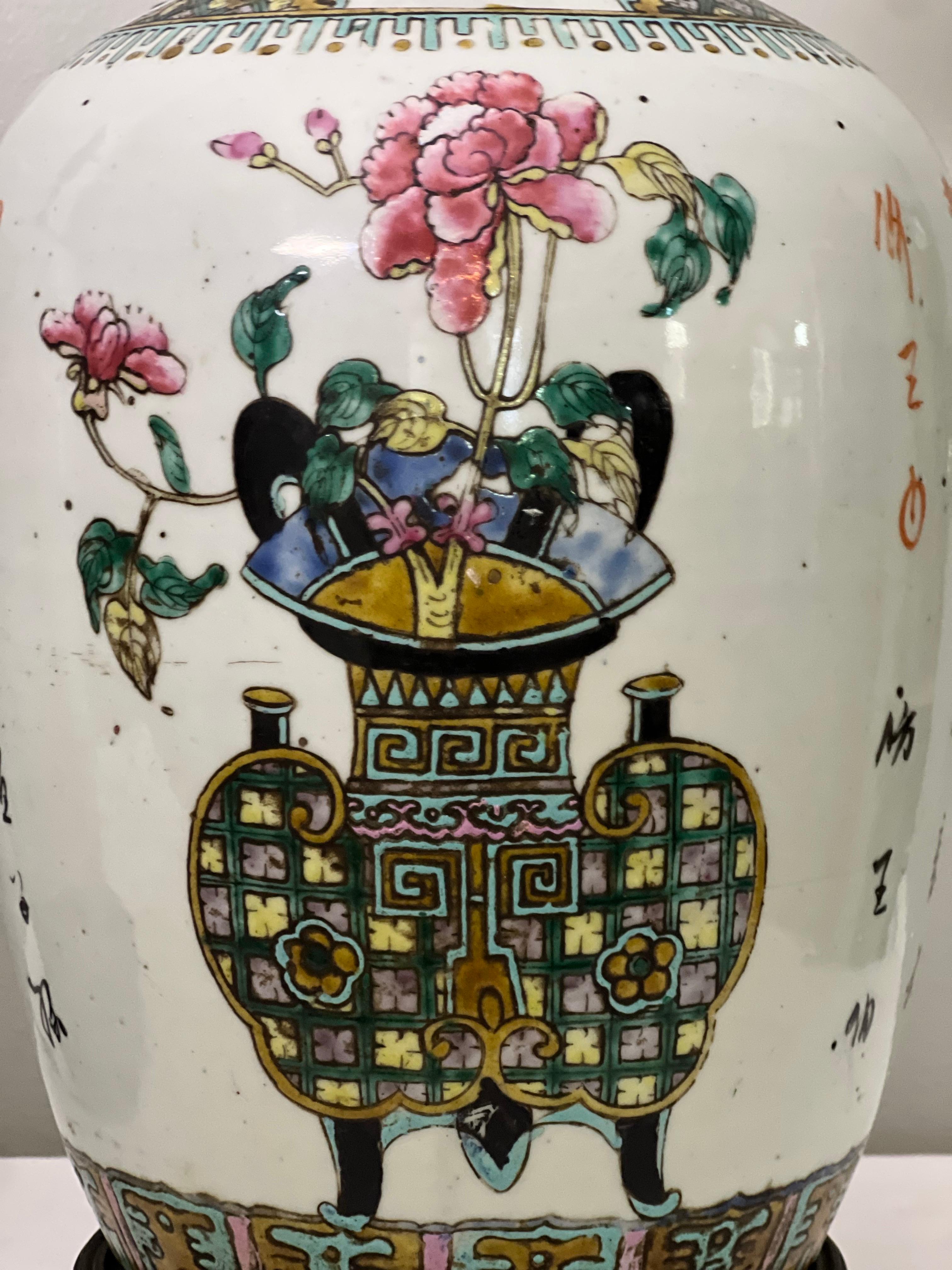 Pareja de antiguas lámparas chinas de jengibre, c. 1900 siglo XX en venta