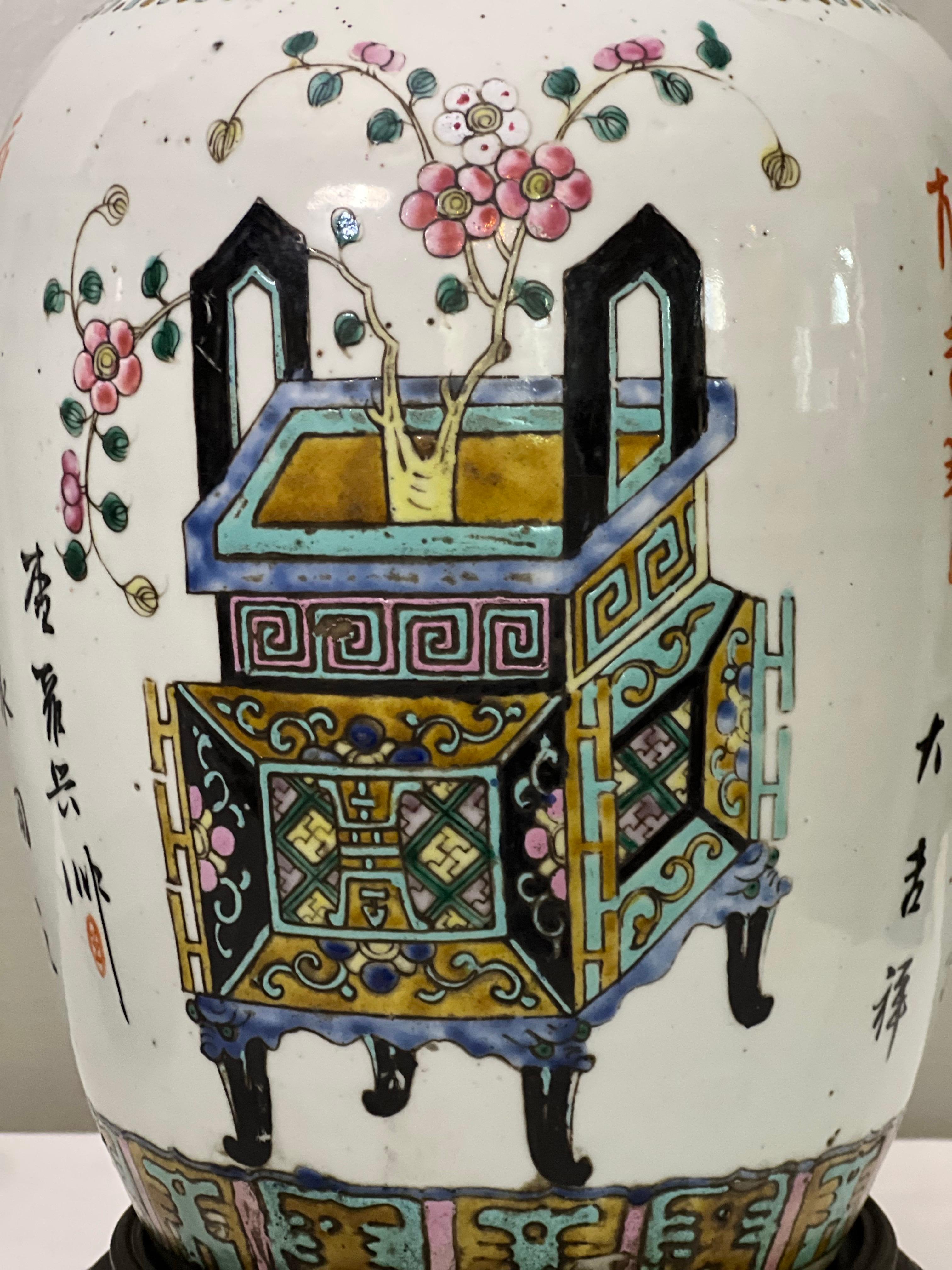 Pareja de antiguas lámparas chinas de jengibre, c. 1900 Porcelana en venta