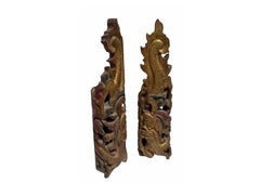 Pair of Antique Chinese Giltwood Architectural Temple Fragments