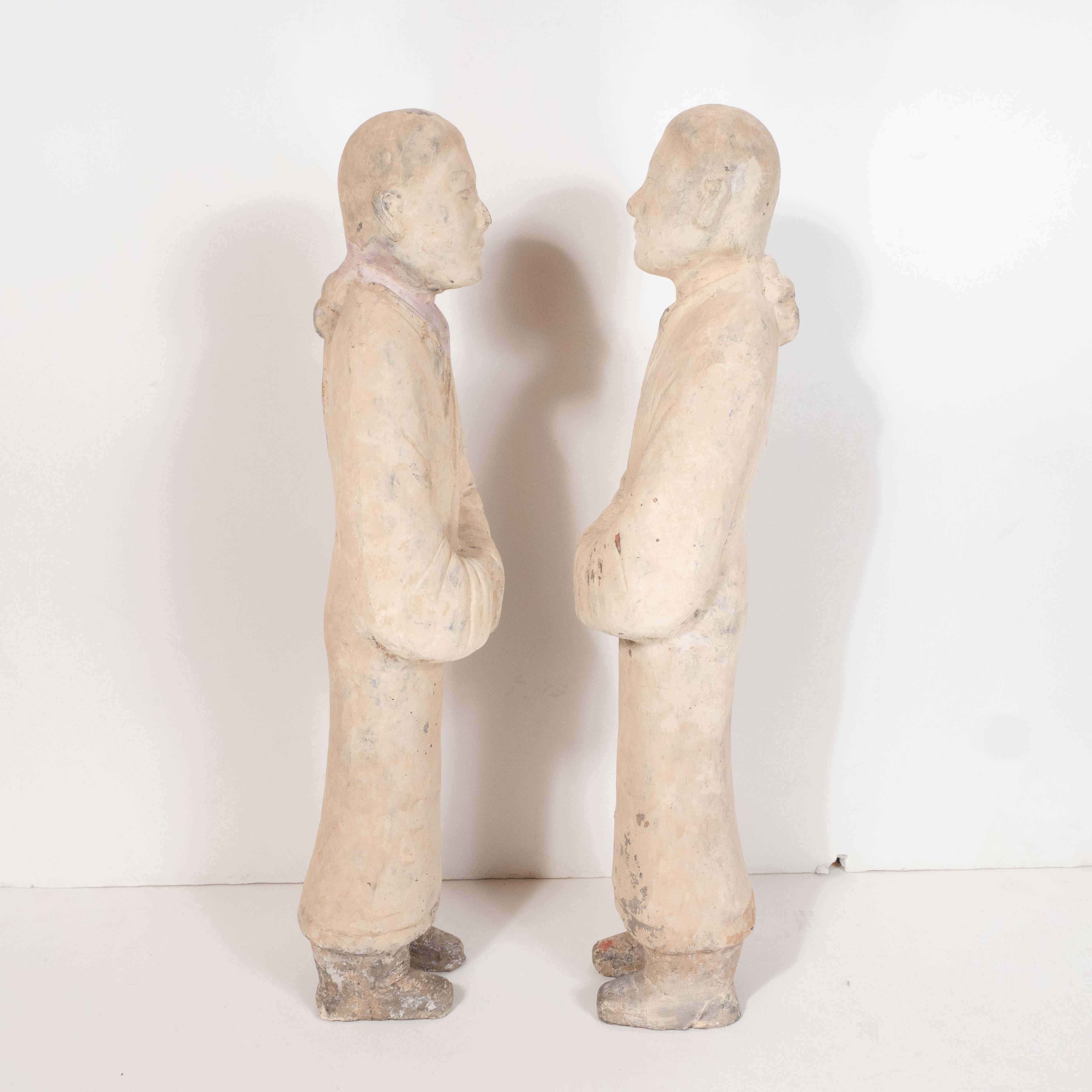 Pair of Chinese Han Dynasty Style Terracotta Attendant Figurines 6