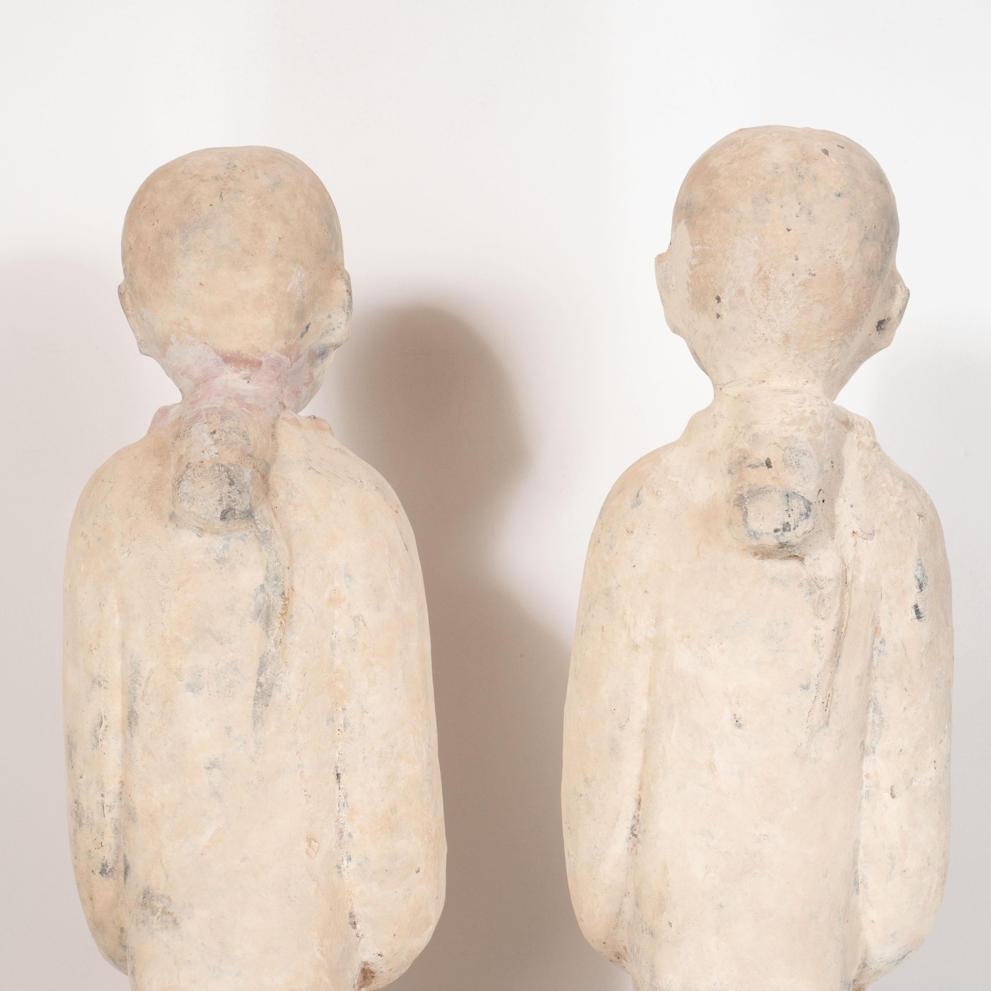 Pair of Chinese Han Dynasty Style Terracotta Attendant Figurines 8