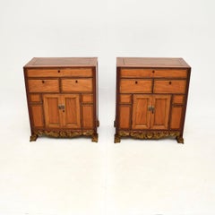 Pair of Antique Chinese Hardwood Bedside / Side Cabinets