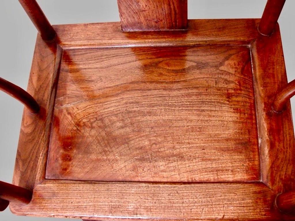 Pair of Antique Chinese Horseshoe Back Elm Armchairs In Good Condition In San Francisco, CA