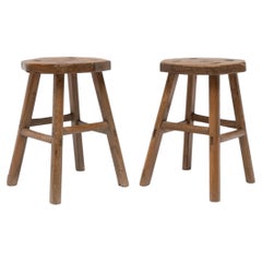 Pair of Antique Chinese Lucky Eight Stools, Early 20th Century