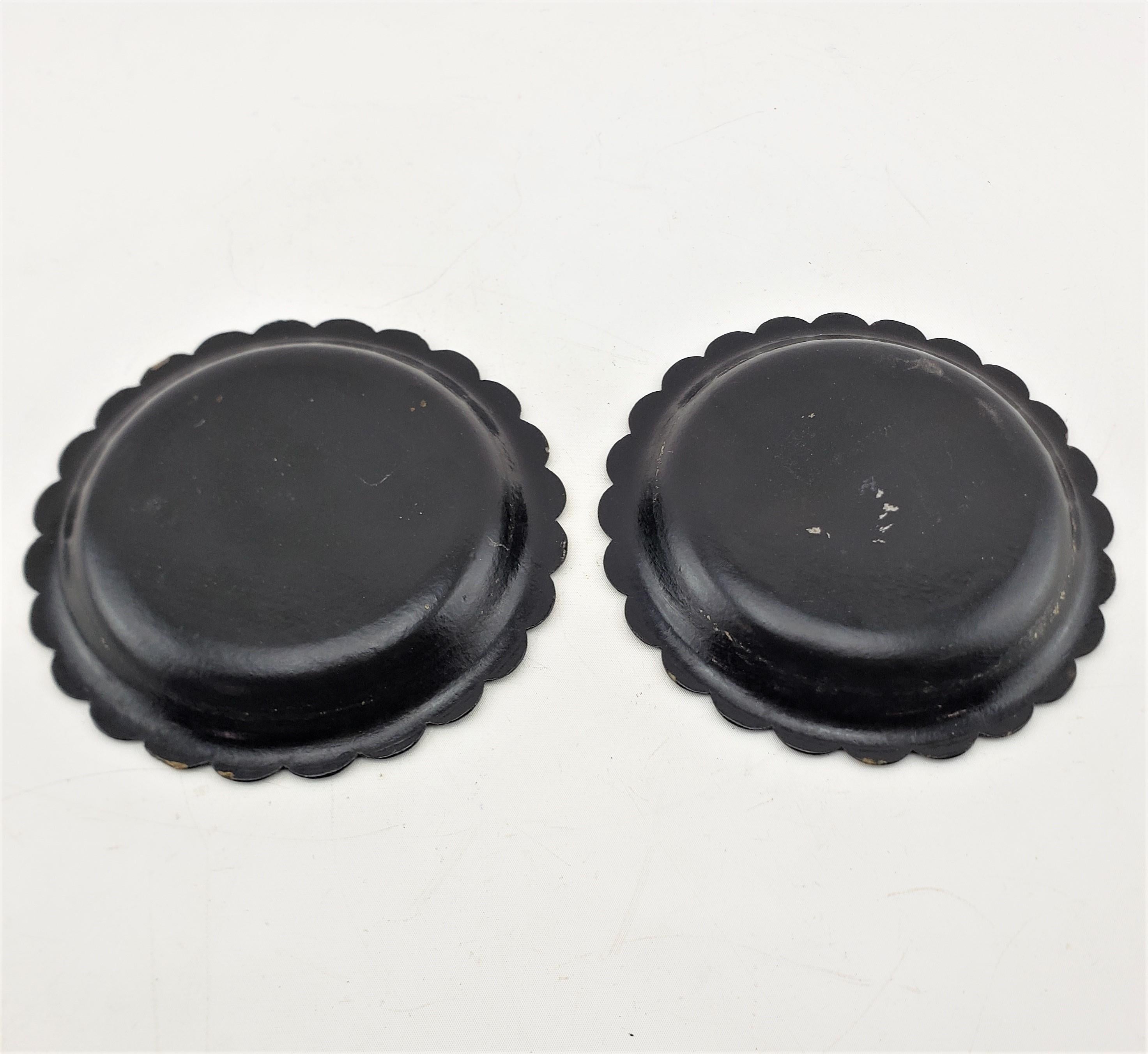 20th Century Pair of Antique Chinese Paper Mache Bottle Coasters with Gilt Decoration For Sale